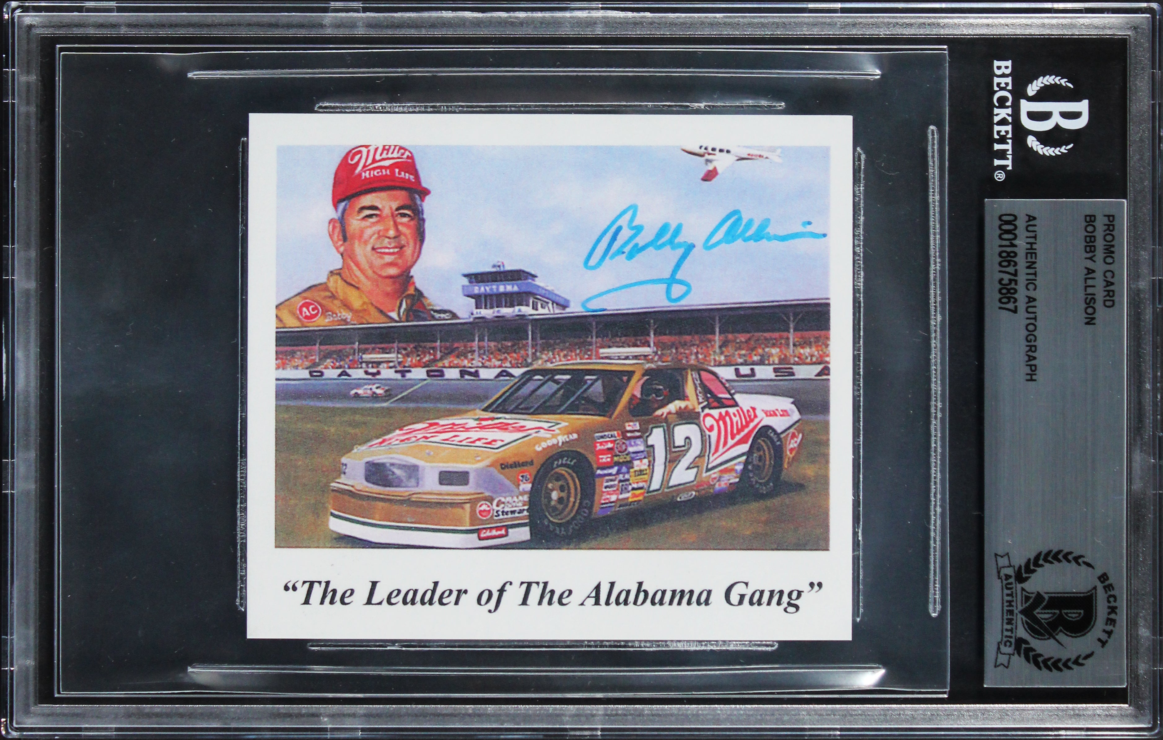 NASCAR Bobby Allison Authentic Signed 3.75x3.25 Promo Card BAS Slabbed