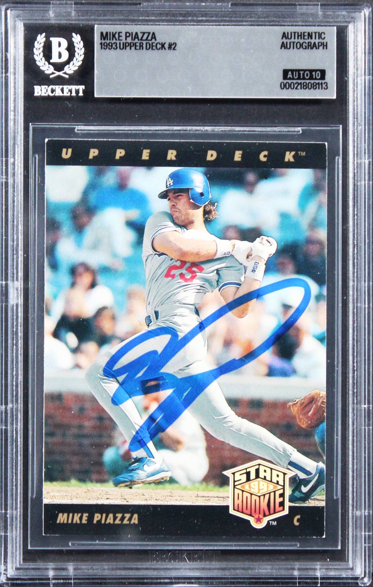 Dodgers Mike Piazza Signed 1993 Upper Deck #2 Rookie Card Auto 10! BAS Slabbed