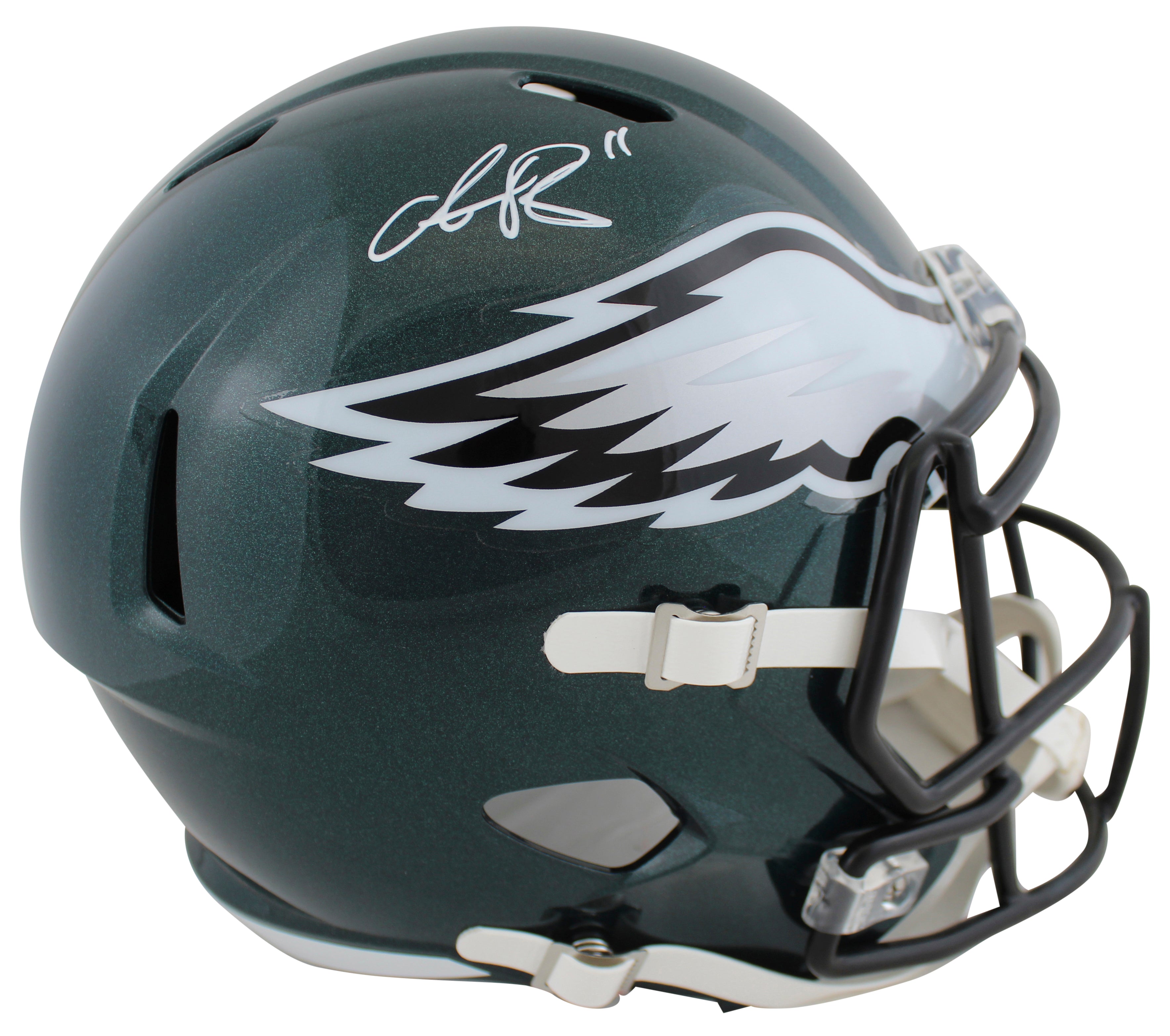 Eagles A.J. Brown Signed Full Size Speed Rep Helmet W/ Case BAS Witnessed