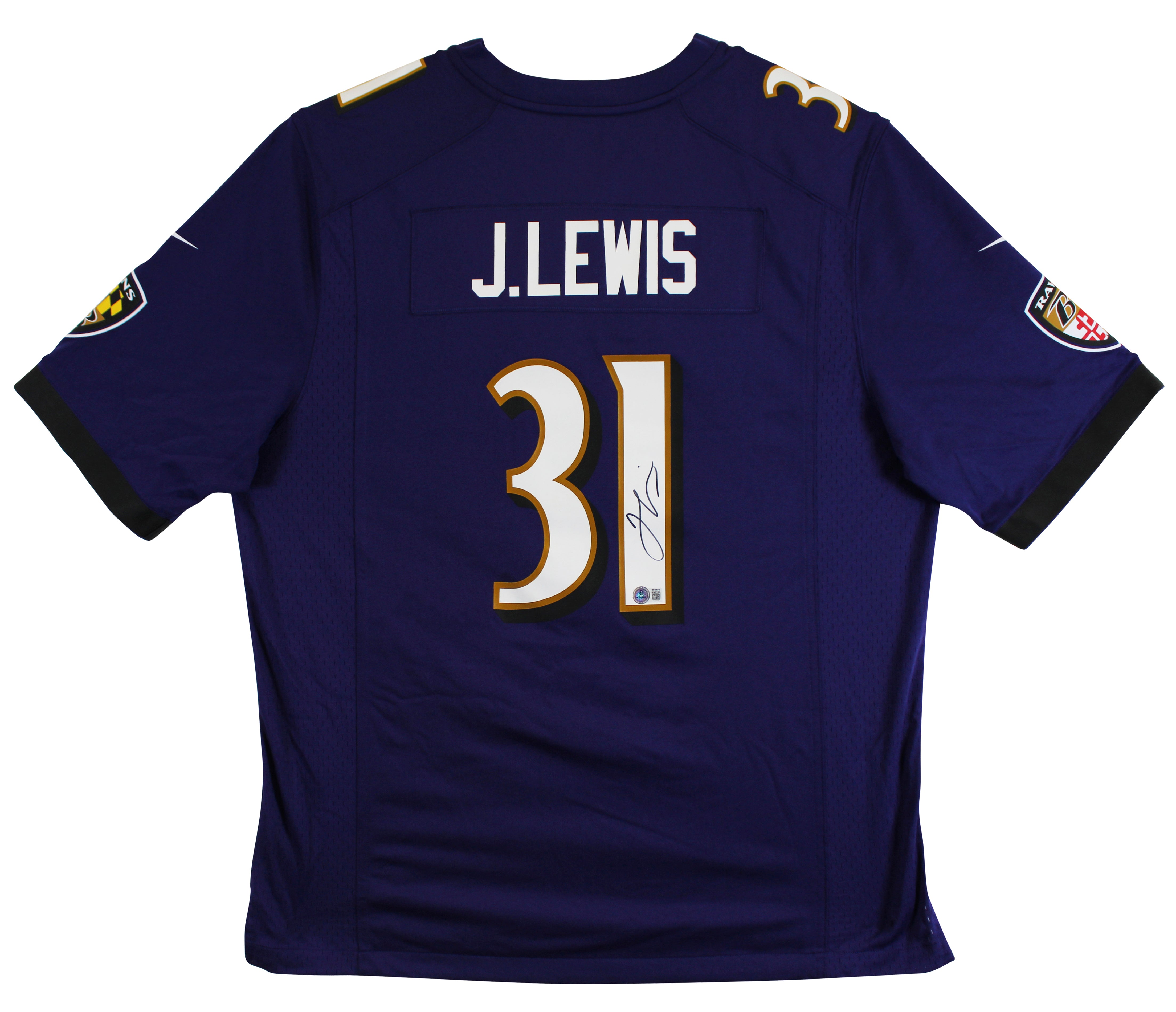 Ravens Jamal Lewis Authentic Signed Purple Nike Game Jersey Autographed BAS