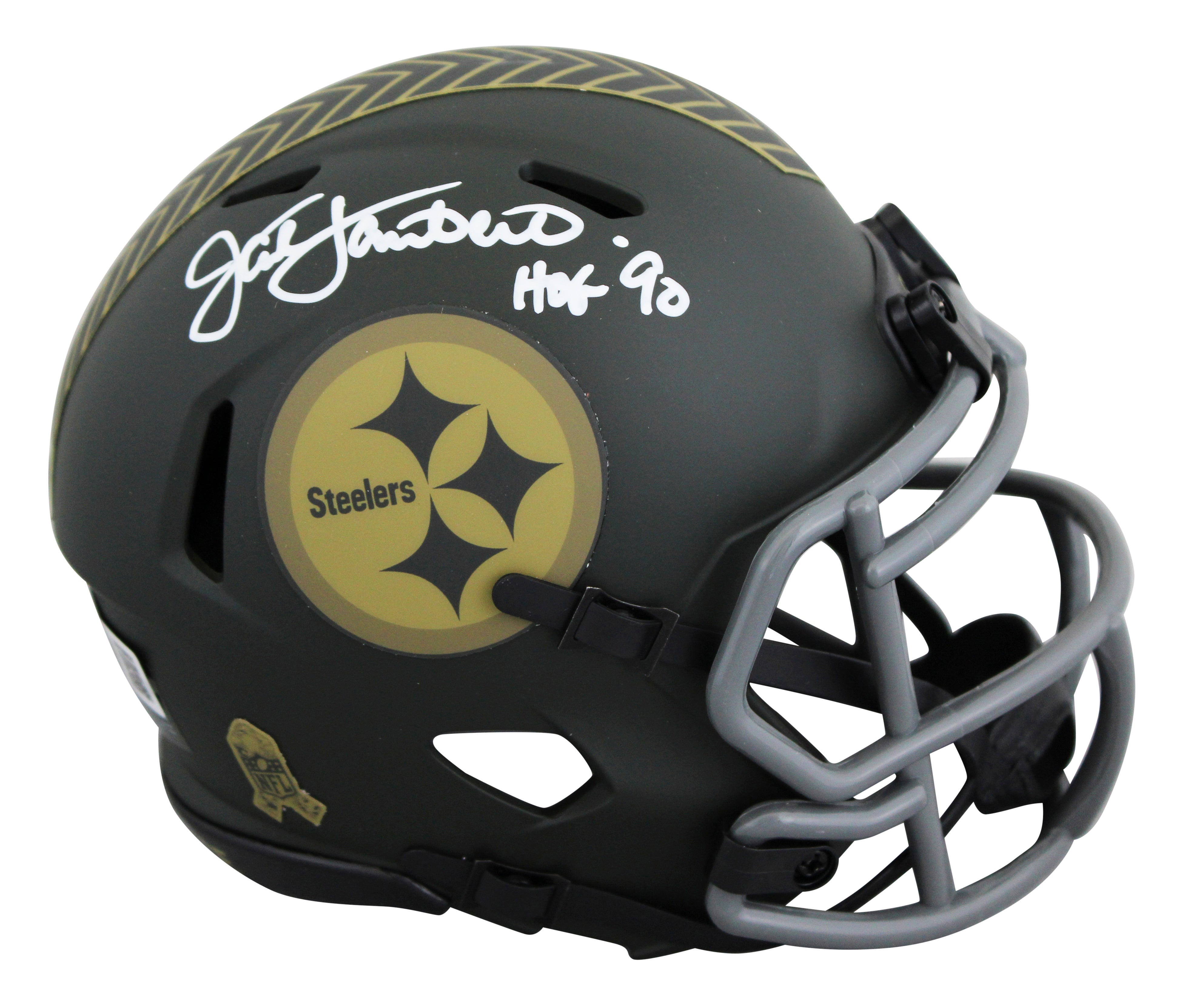 Steelers Jack Lambert "HOF 90" Signed STS IV Speed Mini Helmet W/ Case BAS Wit