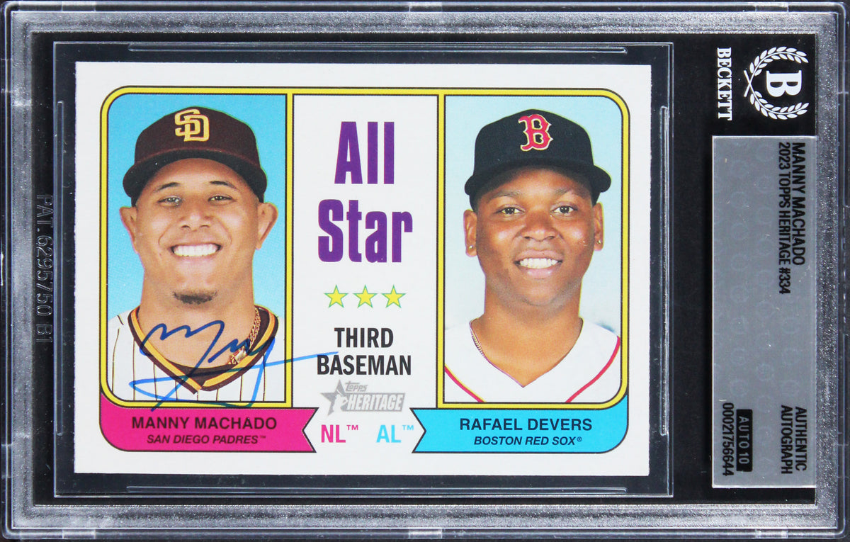 Padres Manny Machado Signed 2023 Topps Heritage #334 Card Auto 10! BAS Slabbed