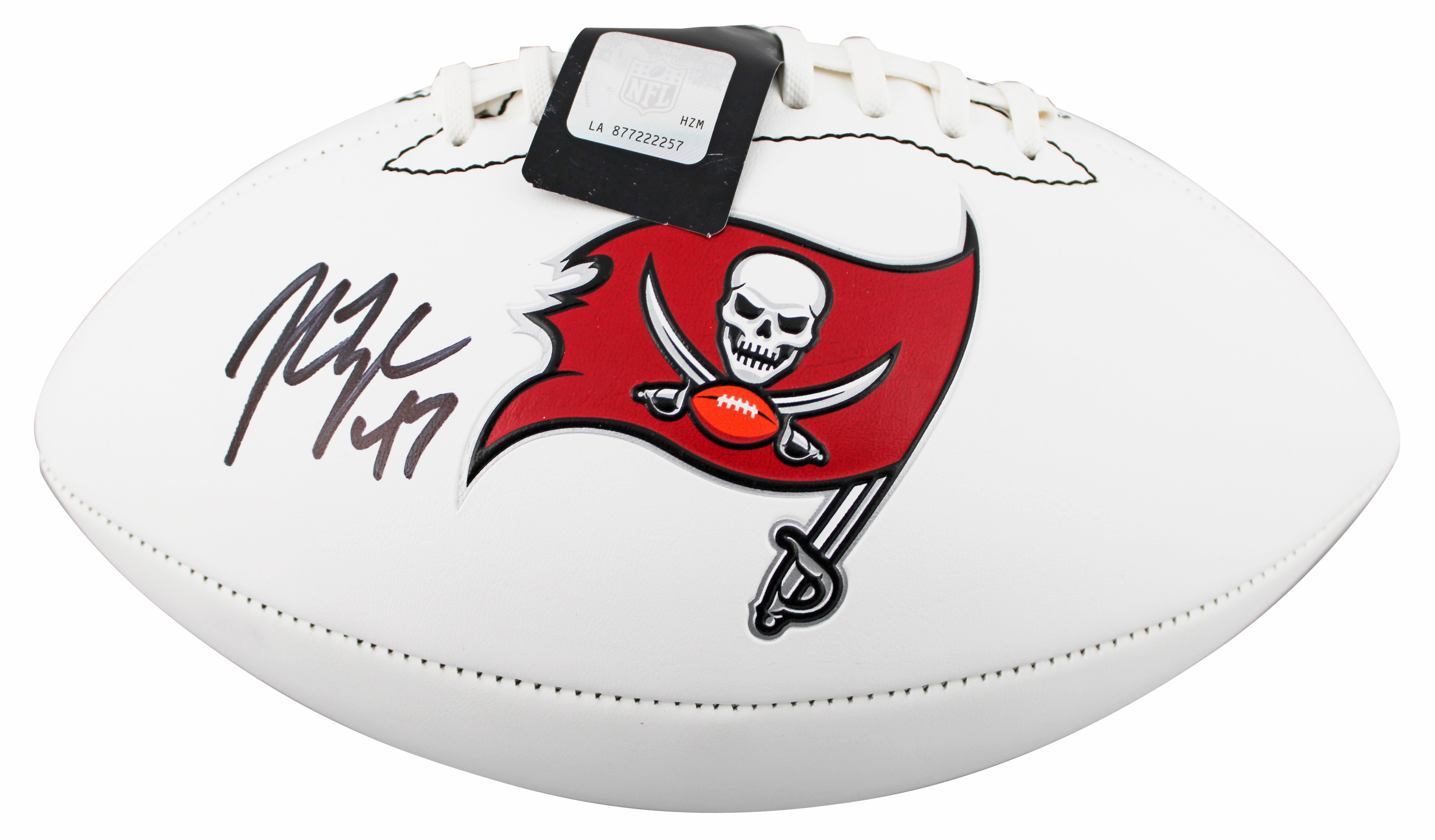 Buccaneers John Lynch Signed Rawlings White Panel Logo Football BAS Witnessed