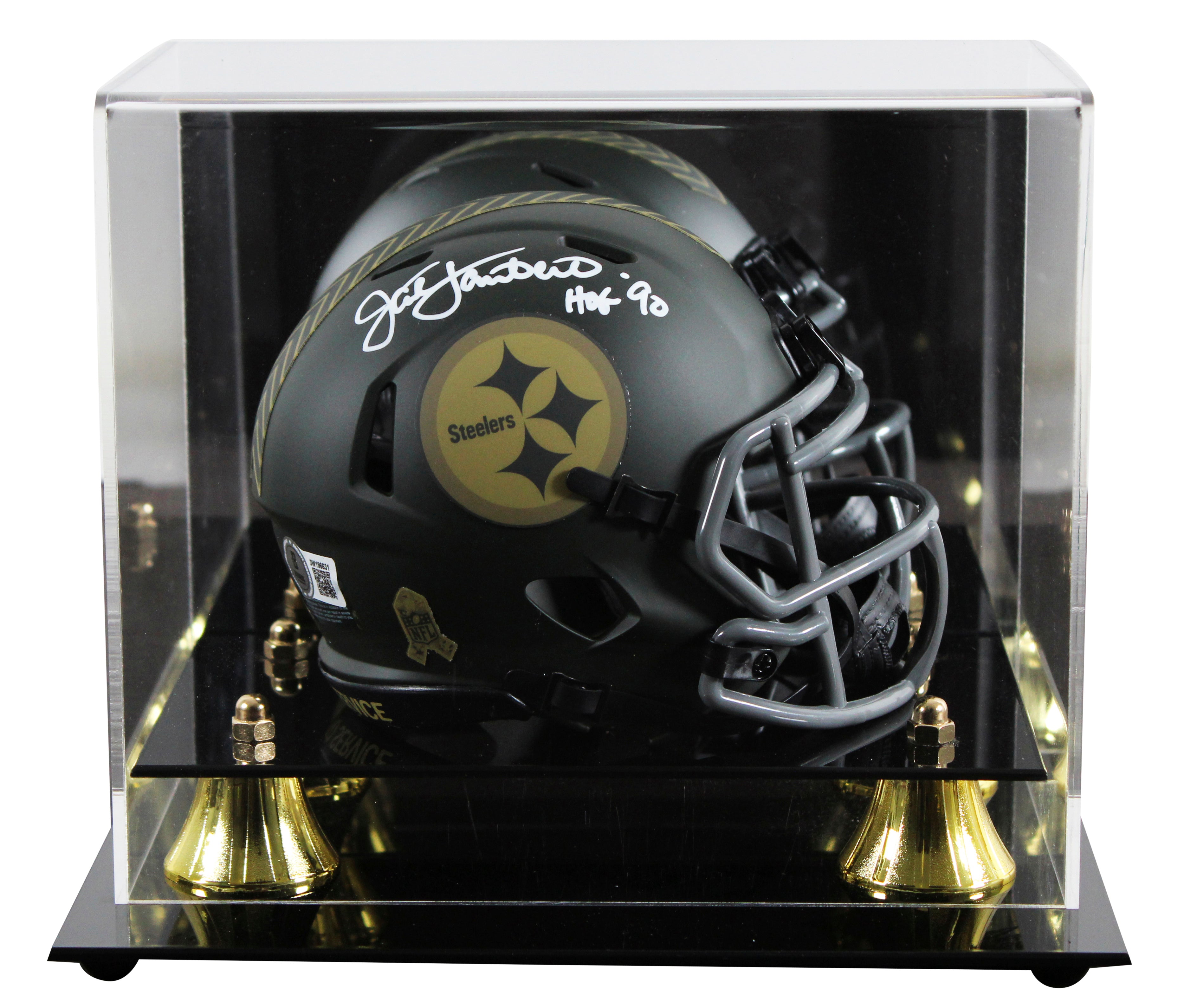 Steelers Jack Lambert "HOF 90" Signed STS IV Speed Mini Helmet W/ Case BAS Wit