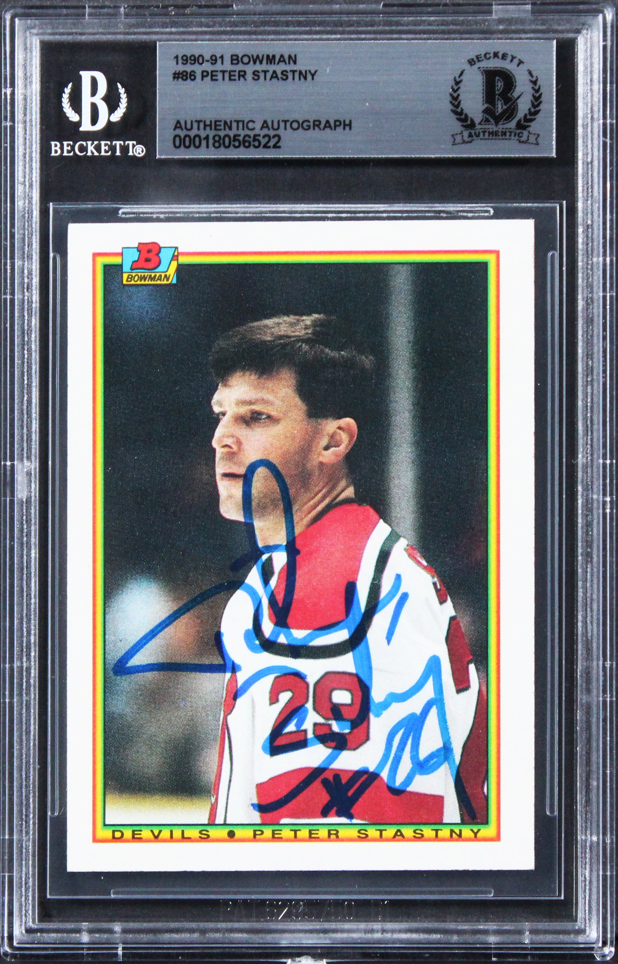 Devils Peter Stastny Authentic Signed 1990 Bowman #86 Card BAS Slabbed
