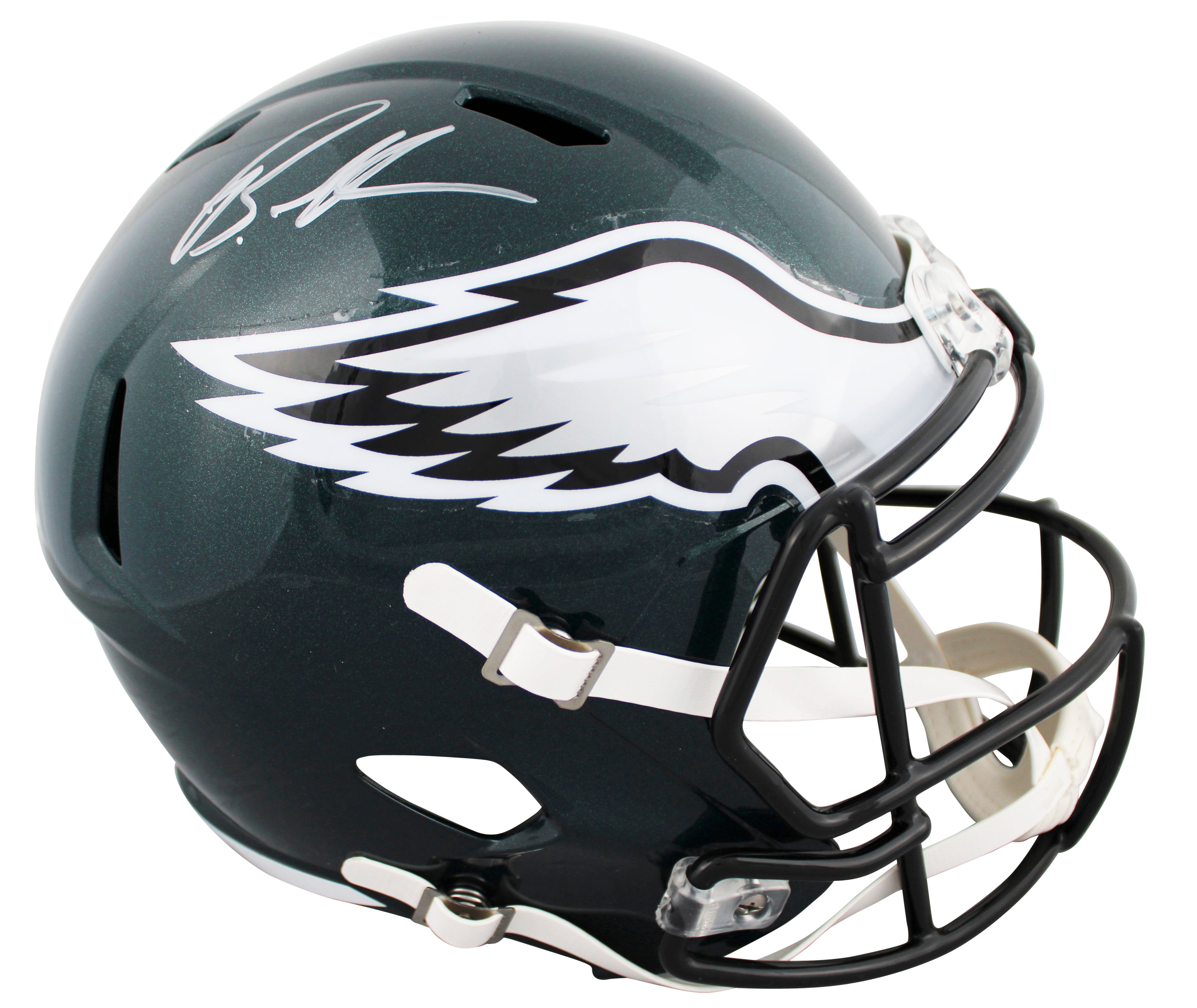 Eagles Brandon Graham Signed F/S Speed Rep Helmet W/ Case w/ Silver Sig BAS Wit