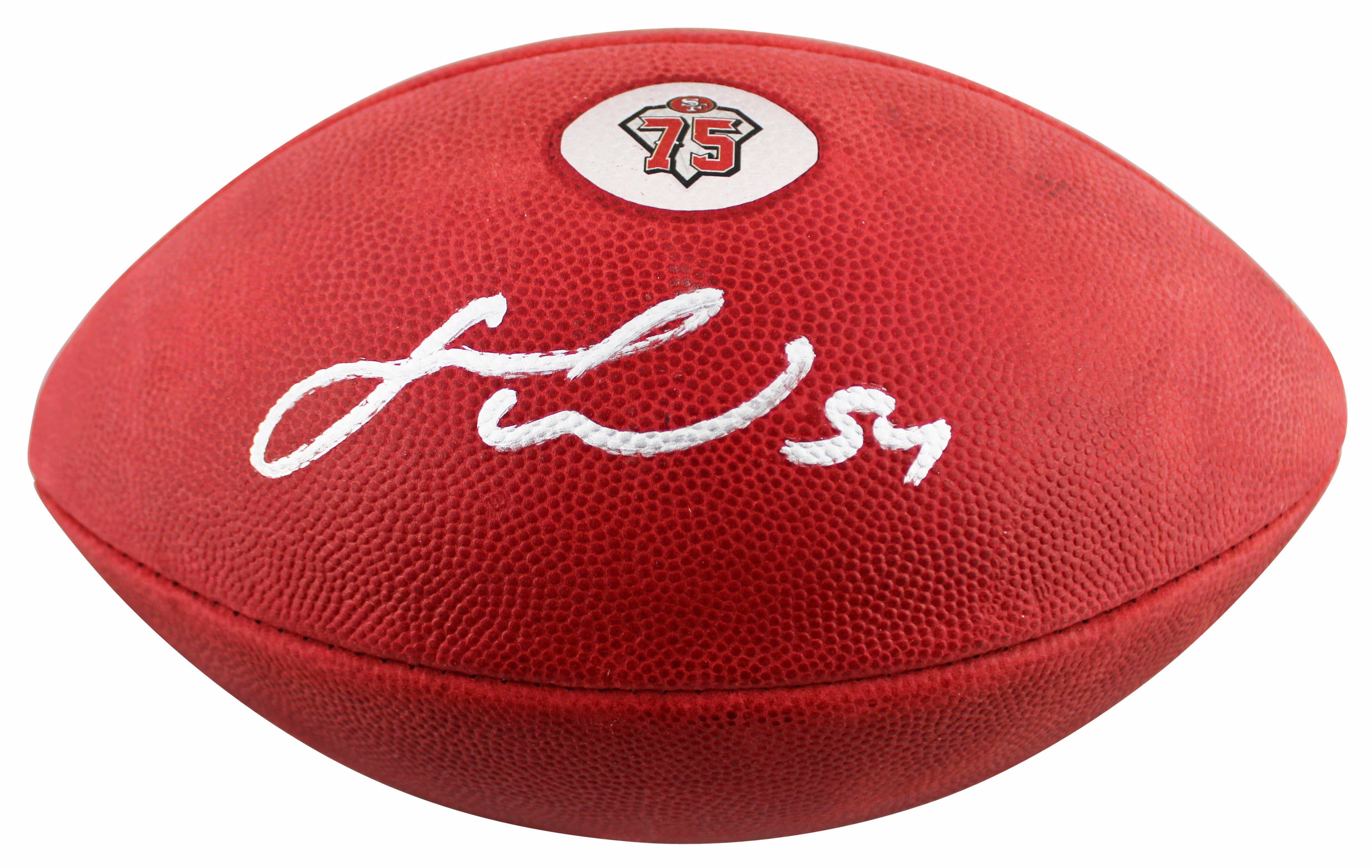 49ers Fred Warner Signed Wilson "The Duke" 75th Anniversary Football BAS Witness