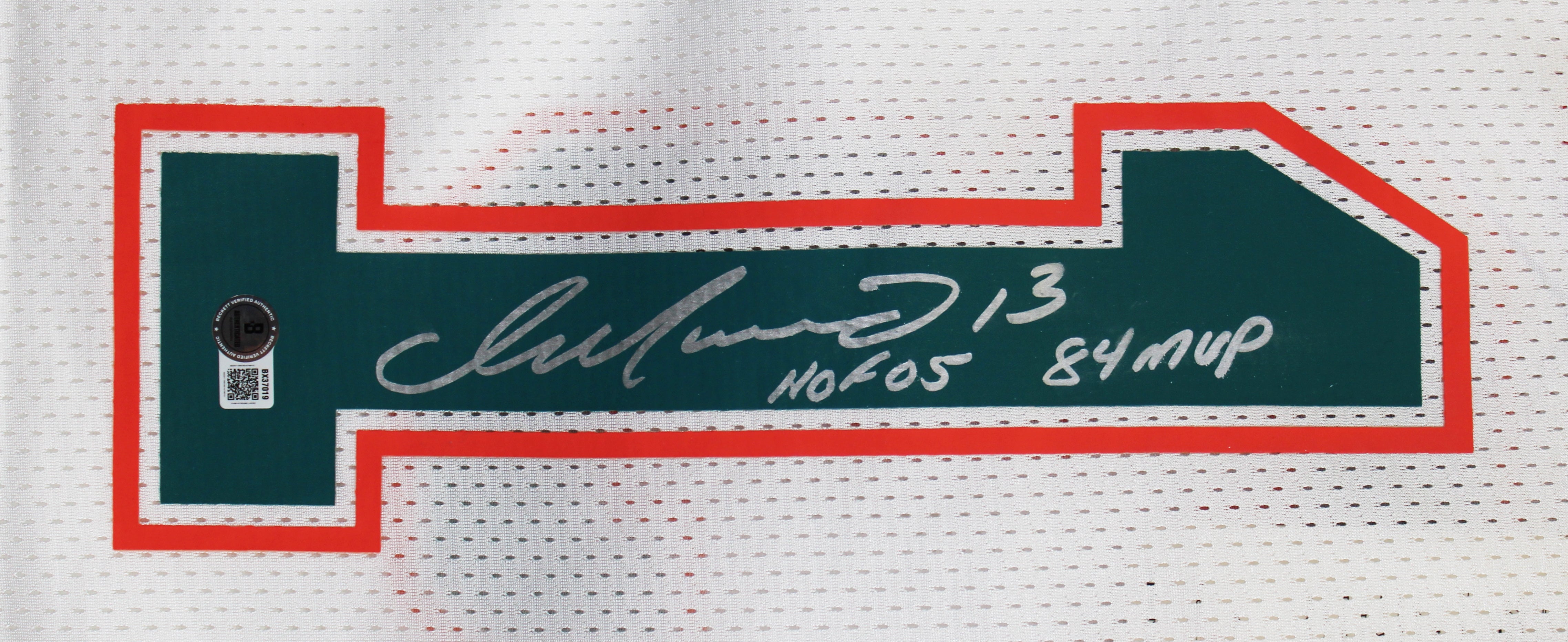 Dolphins Dan Marino "HOF MVP" Signed White 1990 TB Mitchell & Ness Jersey BAS 2