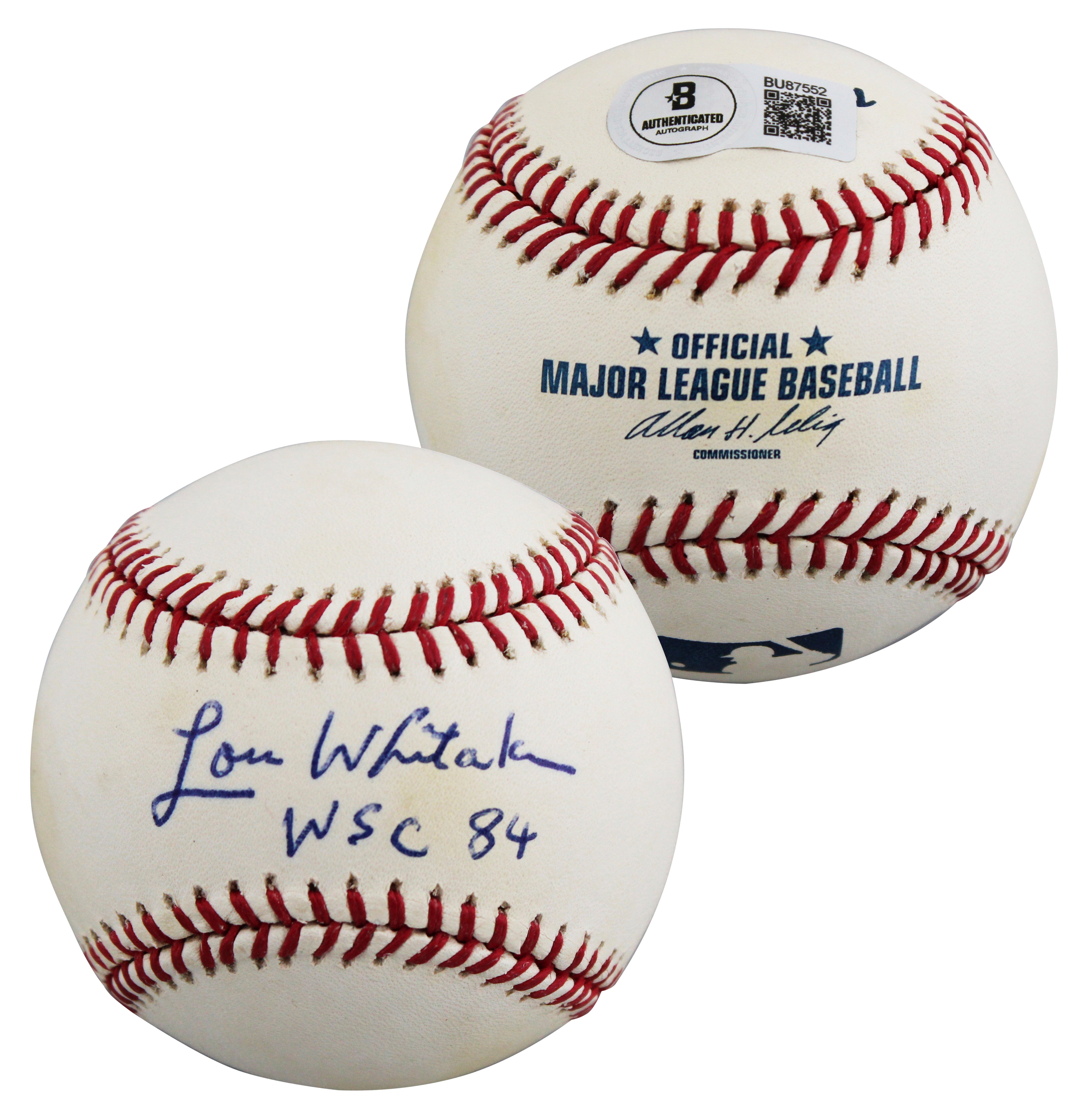 Tigers Lou Whitaker "WSC 84" Authentic Signed Selig OML Baseball BAS #BU87552