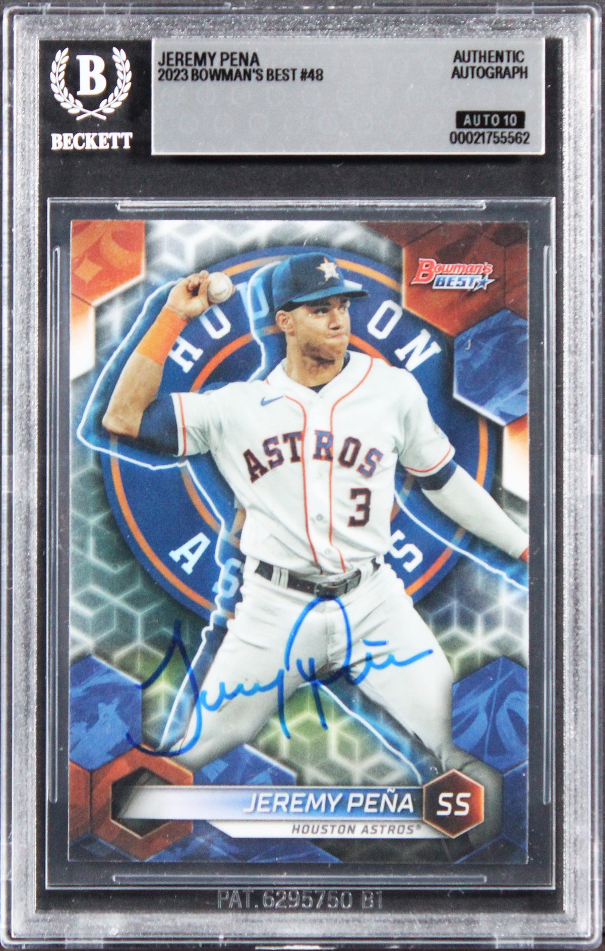 Astros Jeremy Pena Signed 2023 Bowman's Best #48 Card Auto Grade 10! BAS Slabbed