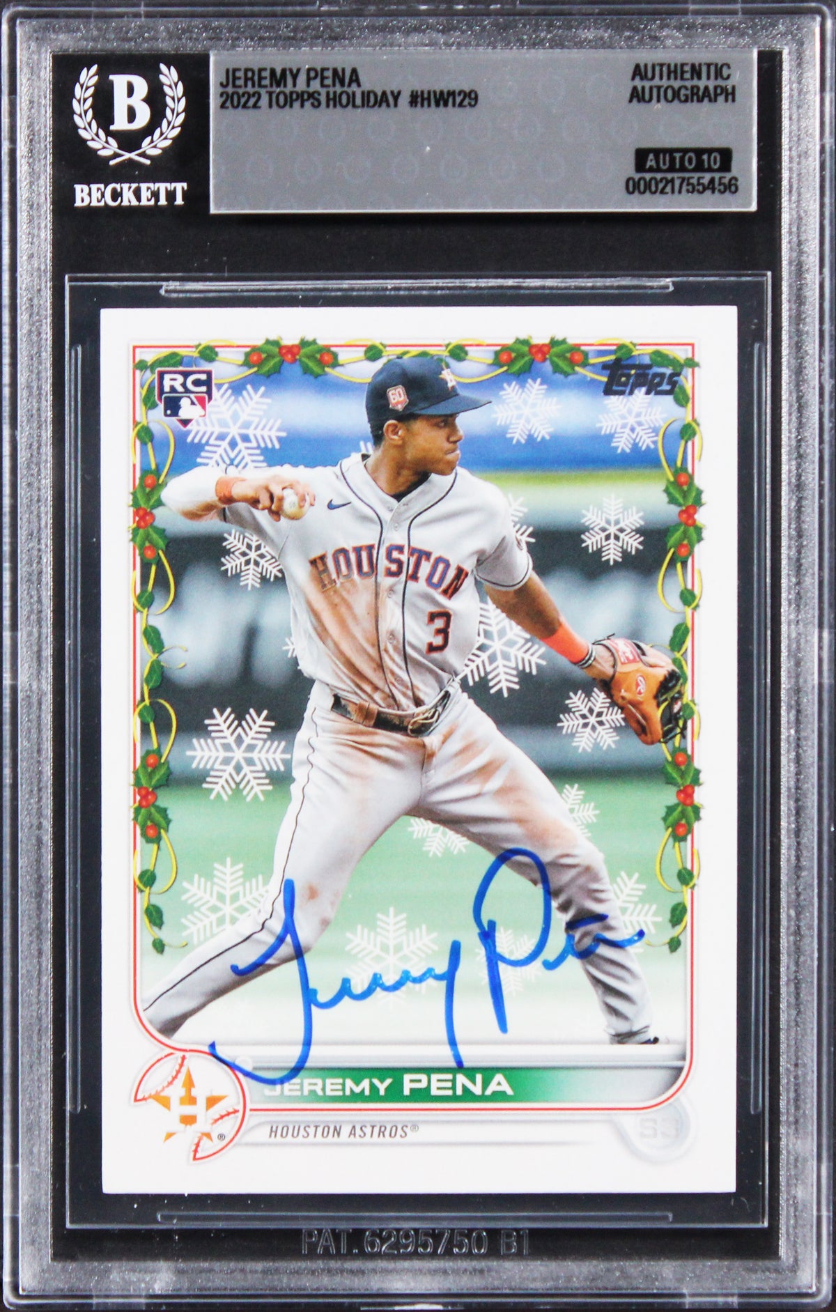 Astros Jeremy Pena Signed 2022 Topps Holiday #HW129 RC Card Auto 10! BAS Slabbed