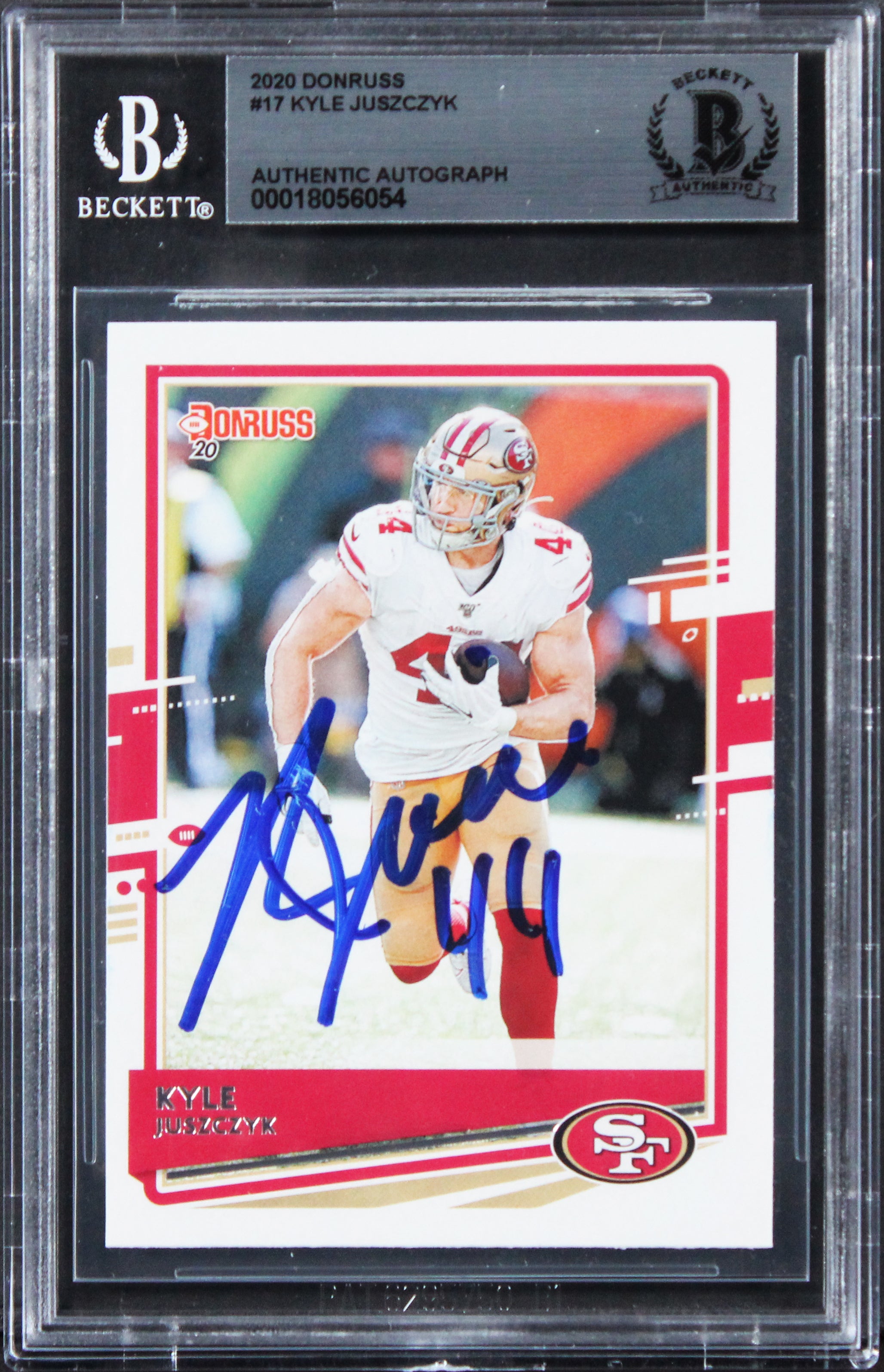 49ers Kyle Juszczyk Authentic Signed 2020 Donruss #17 Card BAS Slabbed