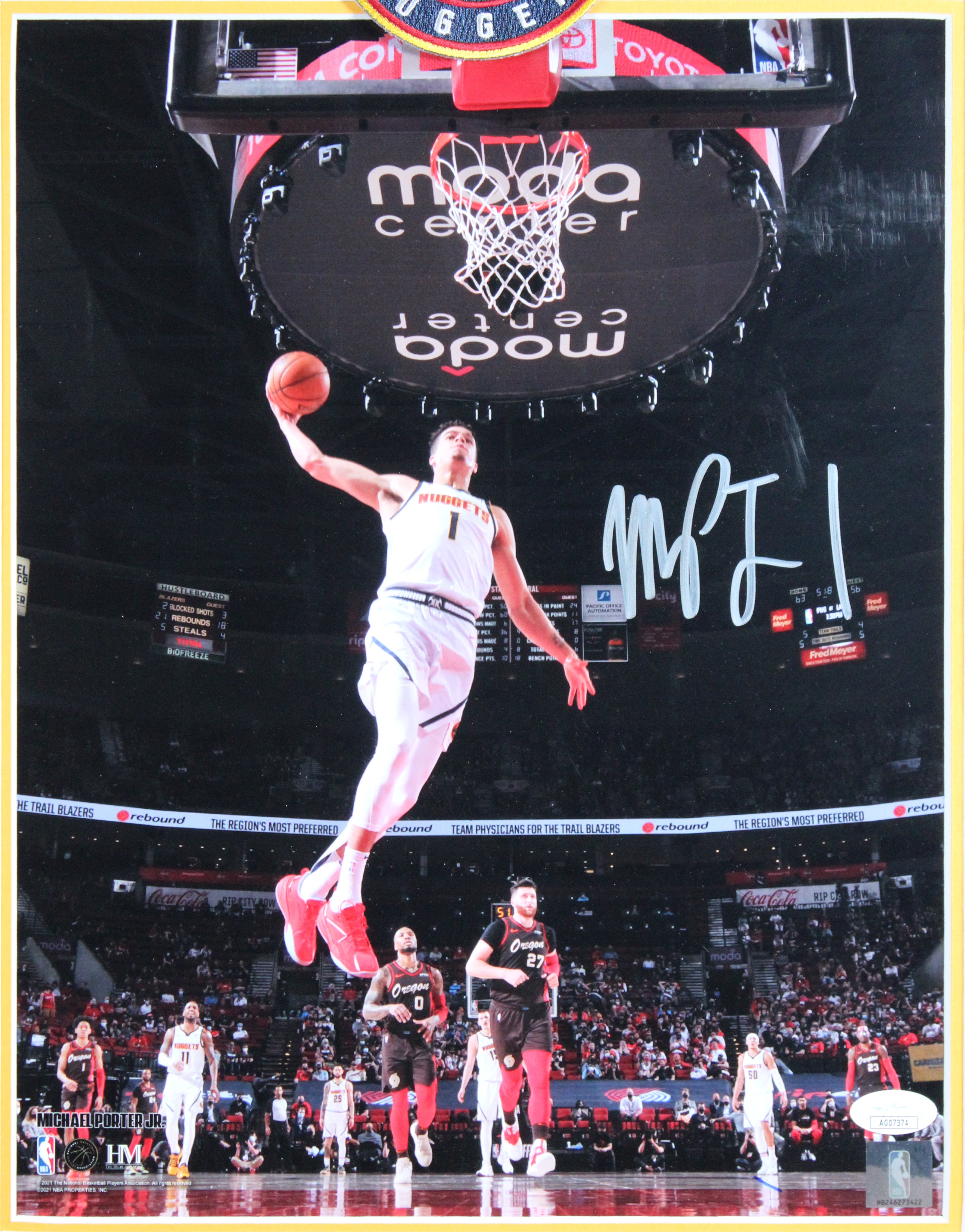 Nuggets Michael Porter Jr. Authentic Signed Framed Vertical Dunk Photo JSA