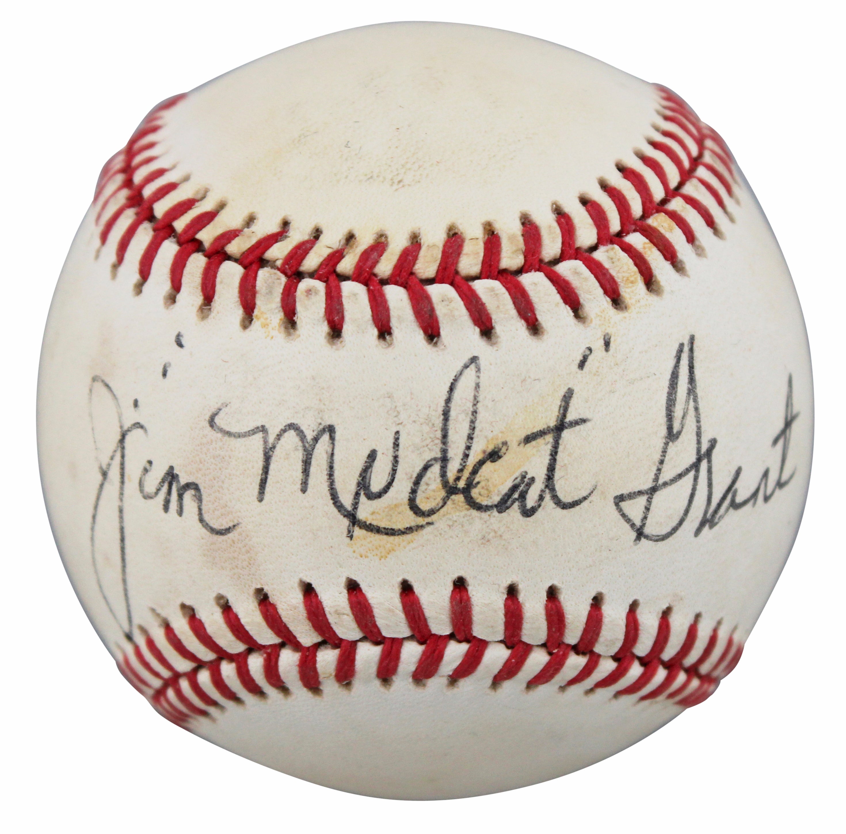 Twins Jim "Mudcat" Grant Authentic Signed Bobby Brown Baseball OAL BAS #BN73289