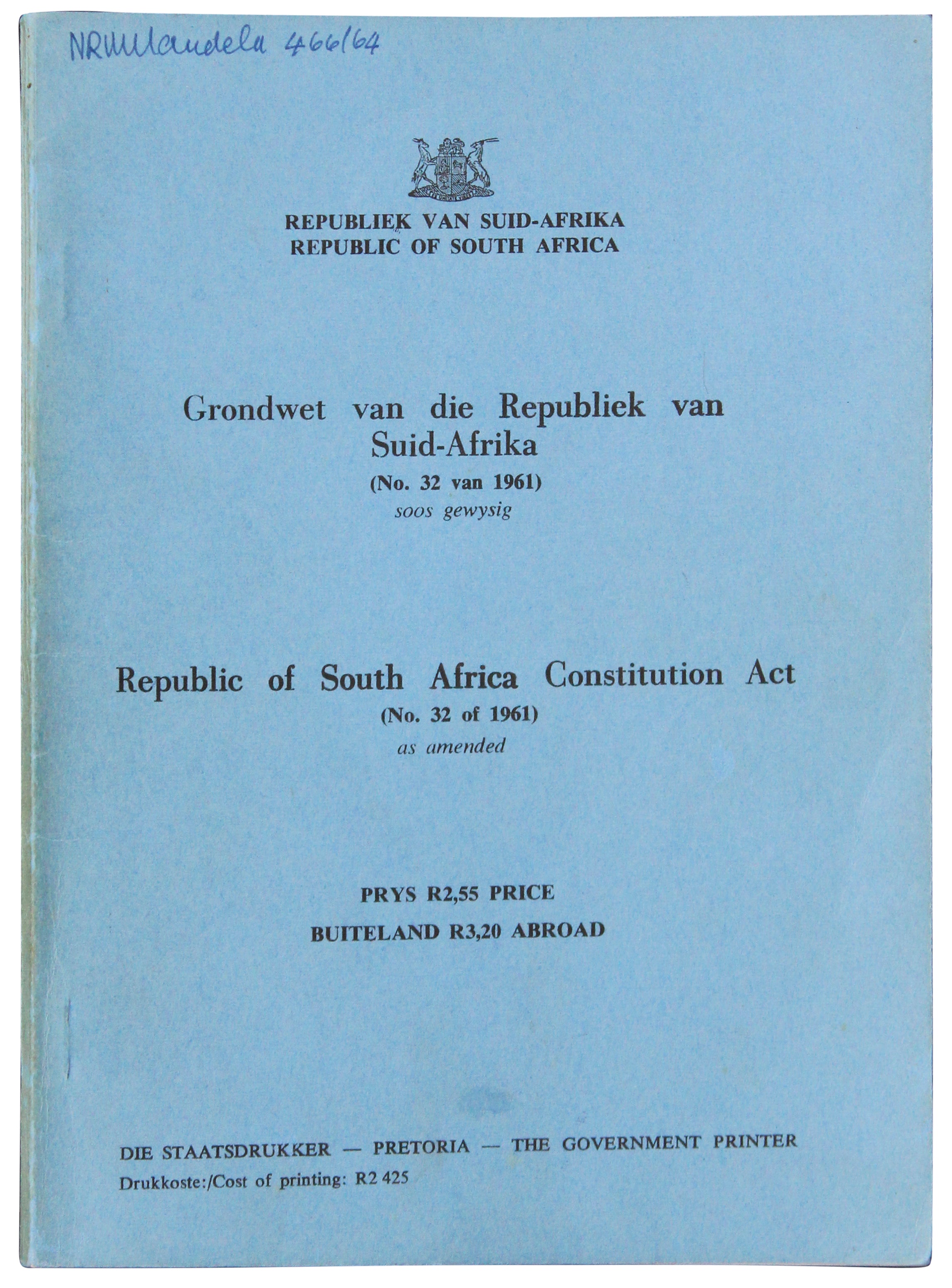 Nelson Mandela Authentic Signed South African Constitution BAS #AE13261