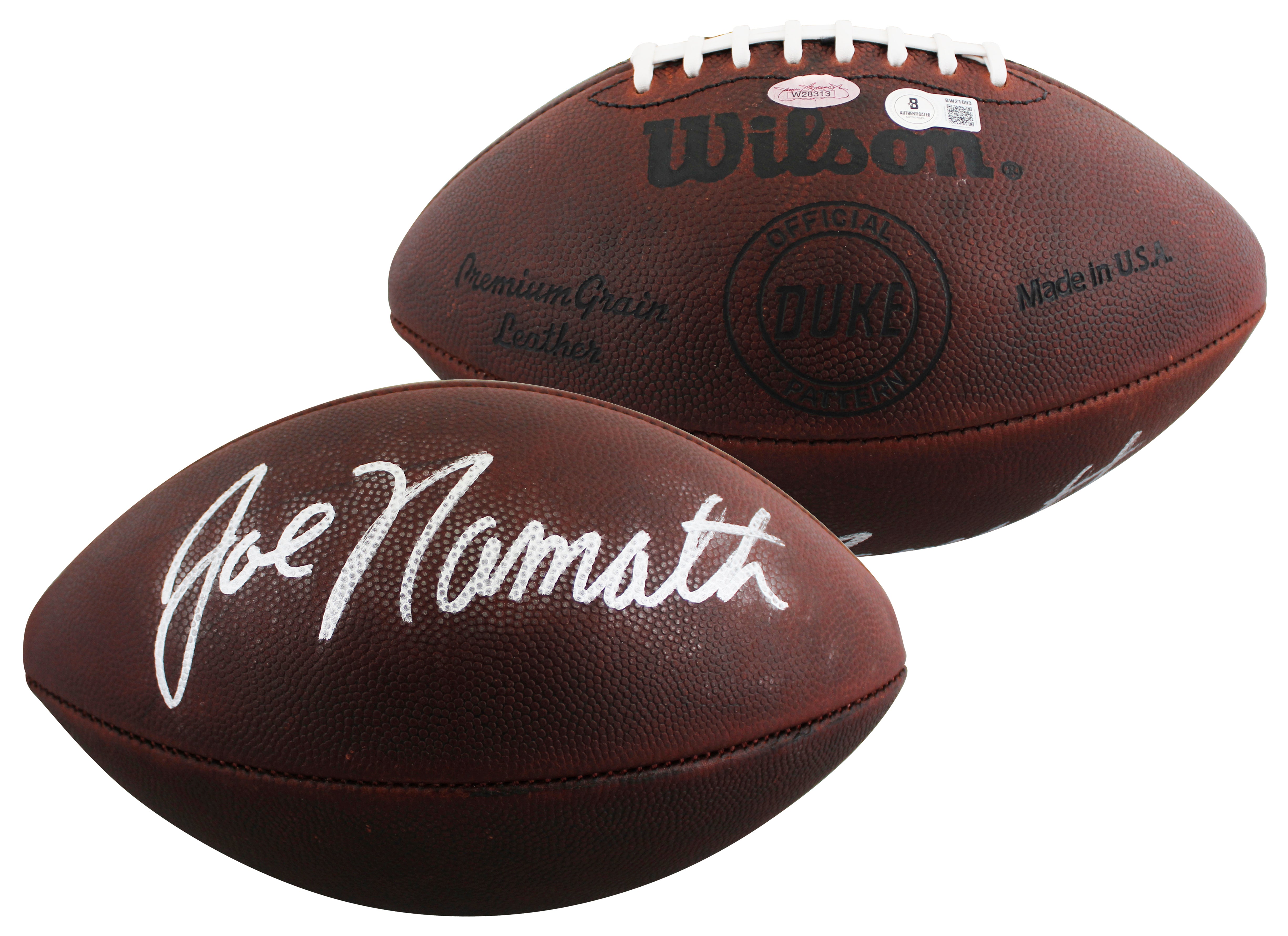 Jets Joe Namath Signed Official Wilson Throwback "Duke" Football BAS #BW21093