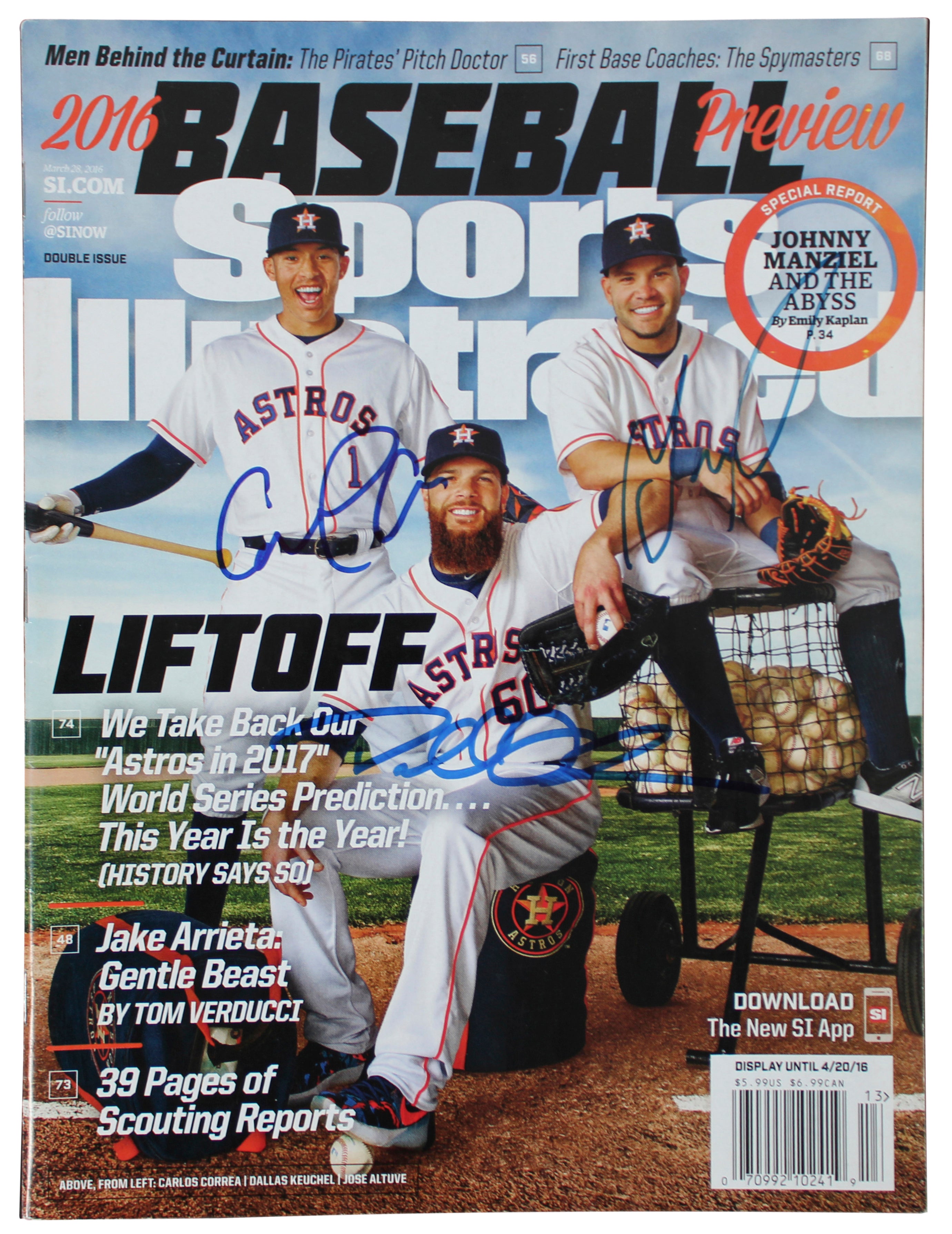 Astros (3) Correa,  Keuchel & Altuve Signed 2016 Sports Illustrated Magazine BAS