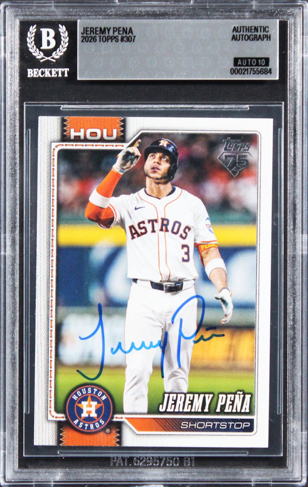 Astros Jeremy Pena Signed 2026 Topps #307 Card Auto Grade GM 10! BAS Slabbed