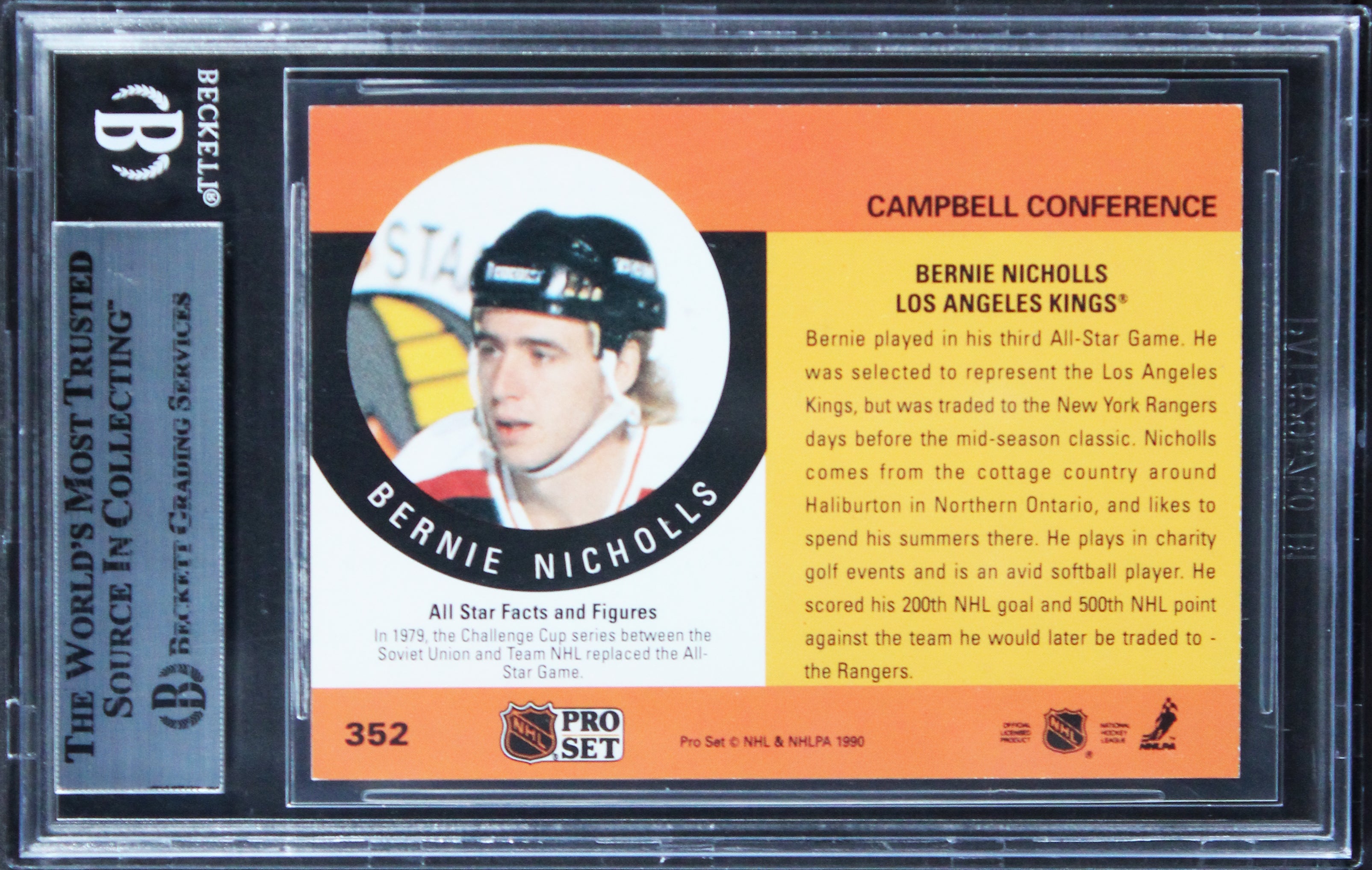 Kings Bernie Nicholls Authentic Signed 1990 Pro Set #352 Card BAS Slabbed