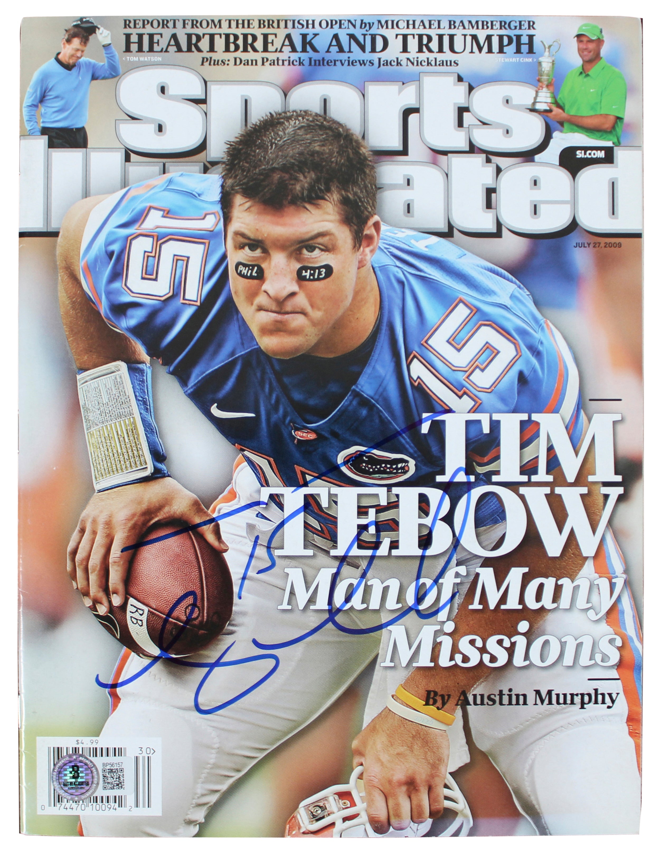 Florida Tim Tebow Signed July 2009 Sports Illustrated Magazine BAS #BP56157