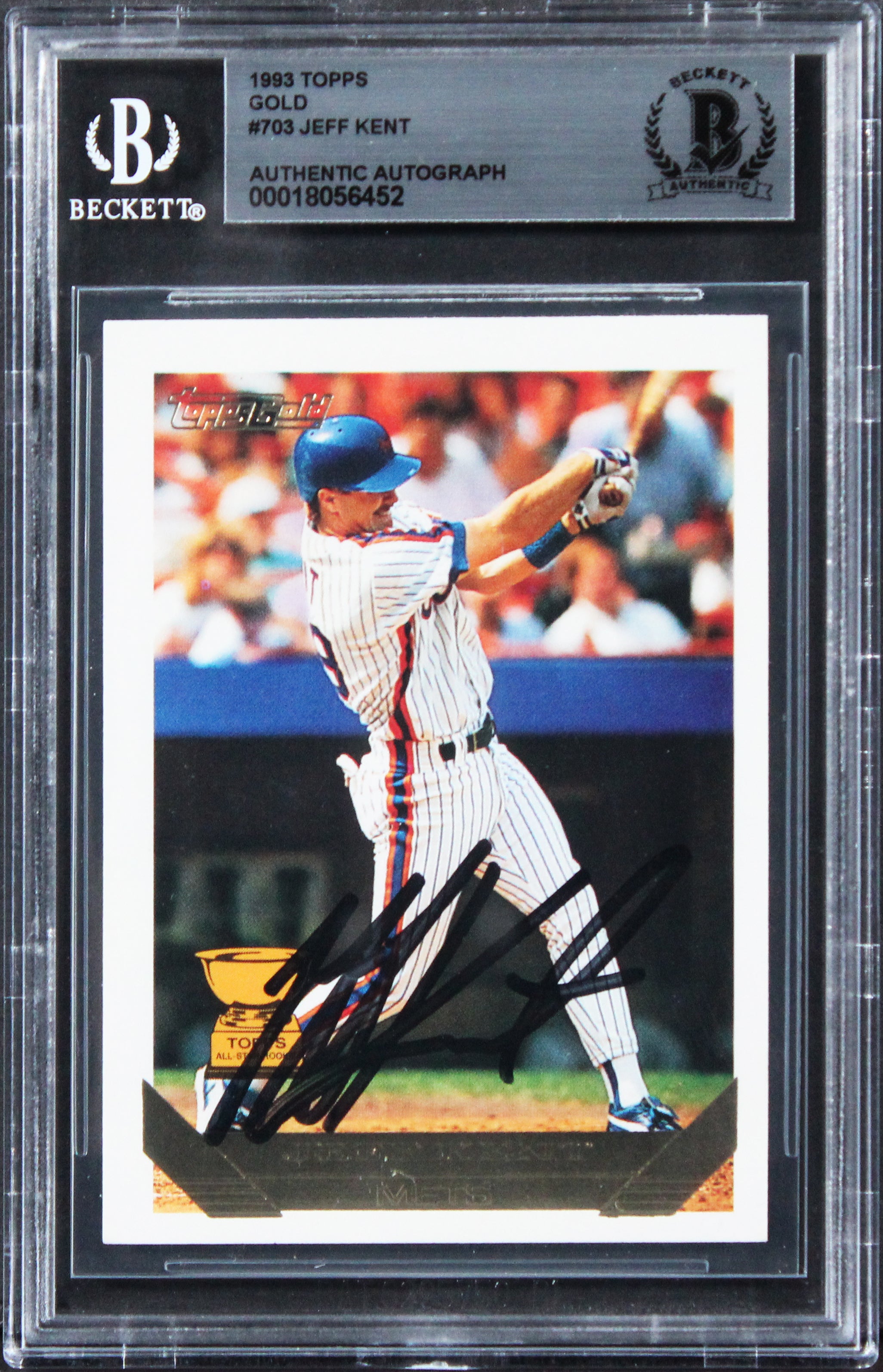 Mets Jeff Kent Authentic Signed 1993 Topps Gold #703 Card BAS Slabbed