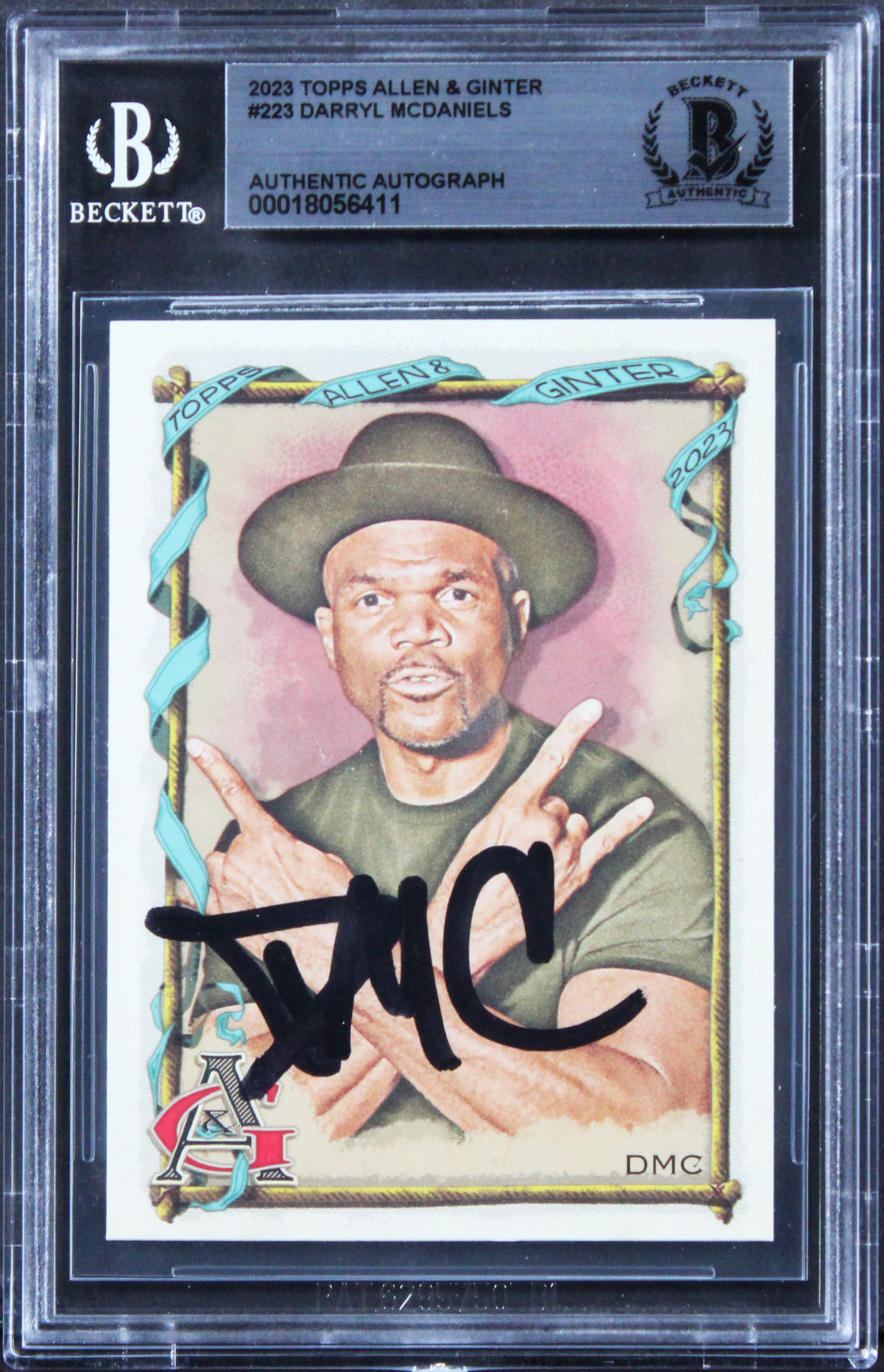 Darryl McDaniels Run DMC Signed 2023 Topps Allen & Ginter #223 Card BAS Slabbed