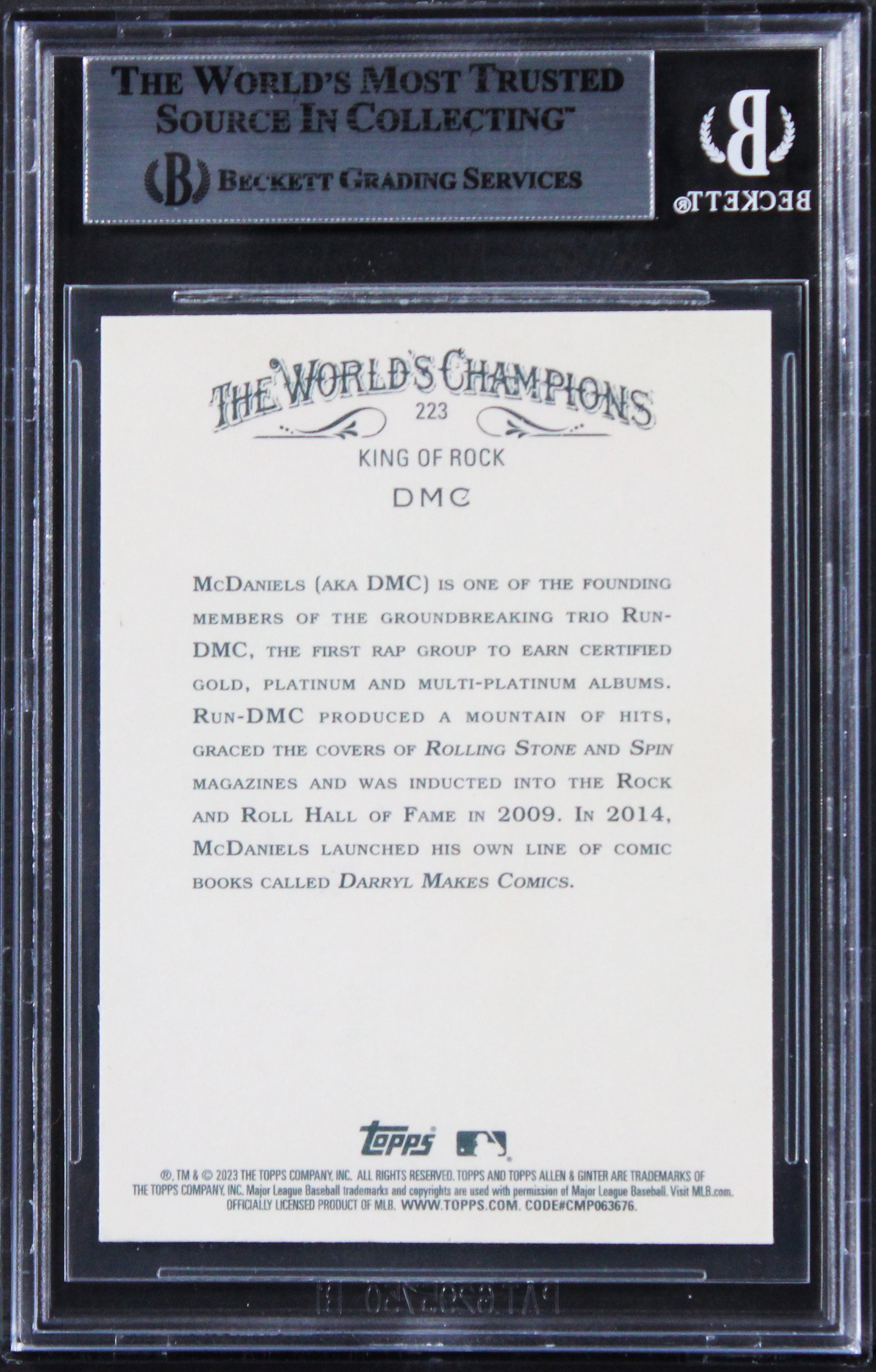Darryl McDaniels Run DMC Signed 2023 Topps Allen & Ginter #223 Card BAS Slabbed