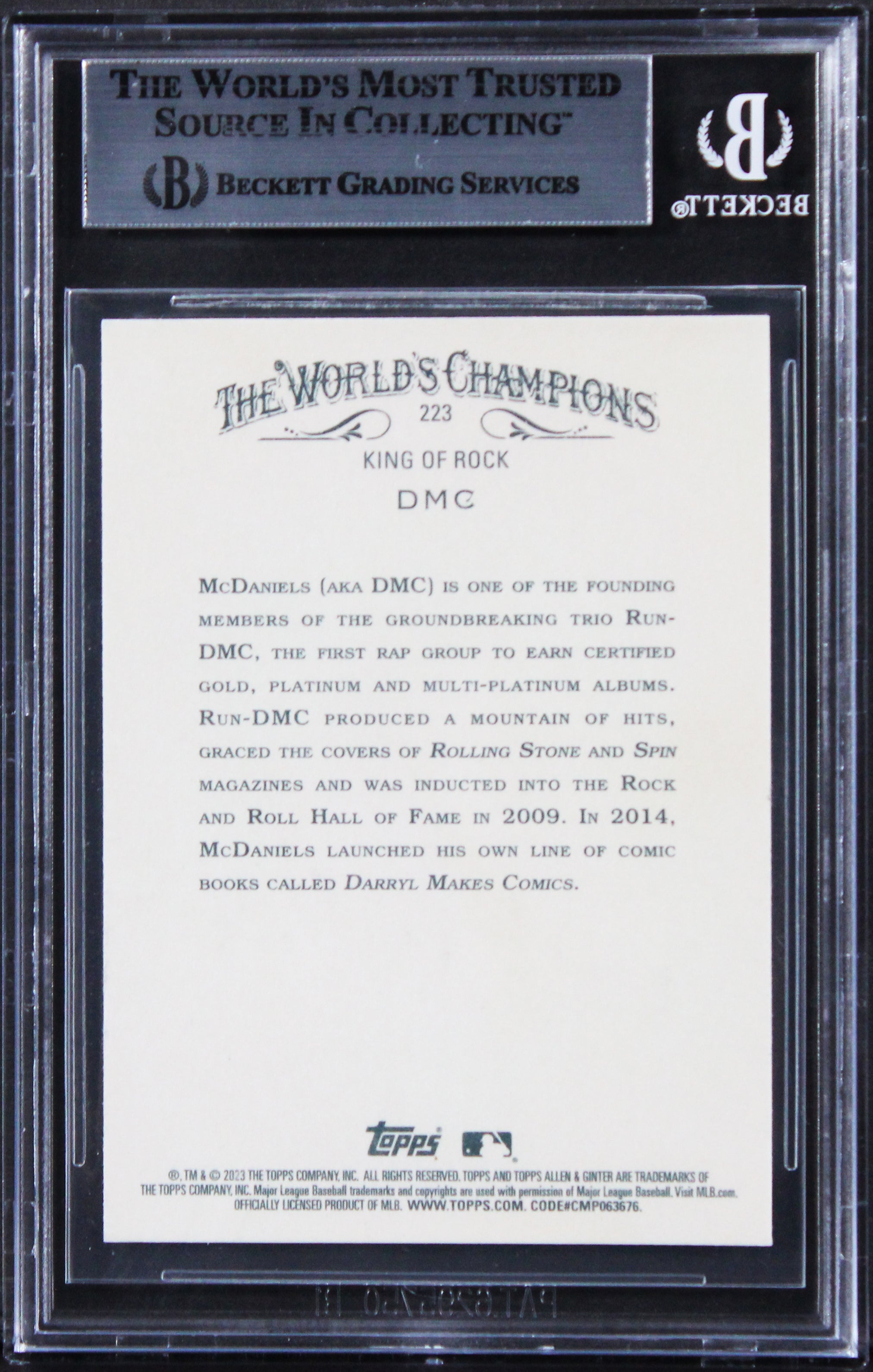 Darryl McDaniels Run DMC Signed 2023 Topps Allen & Ginter #223 Card BAS Slab 2