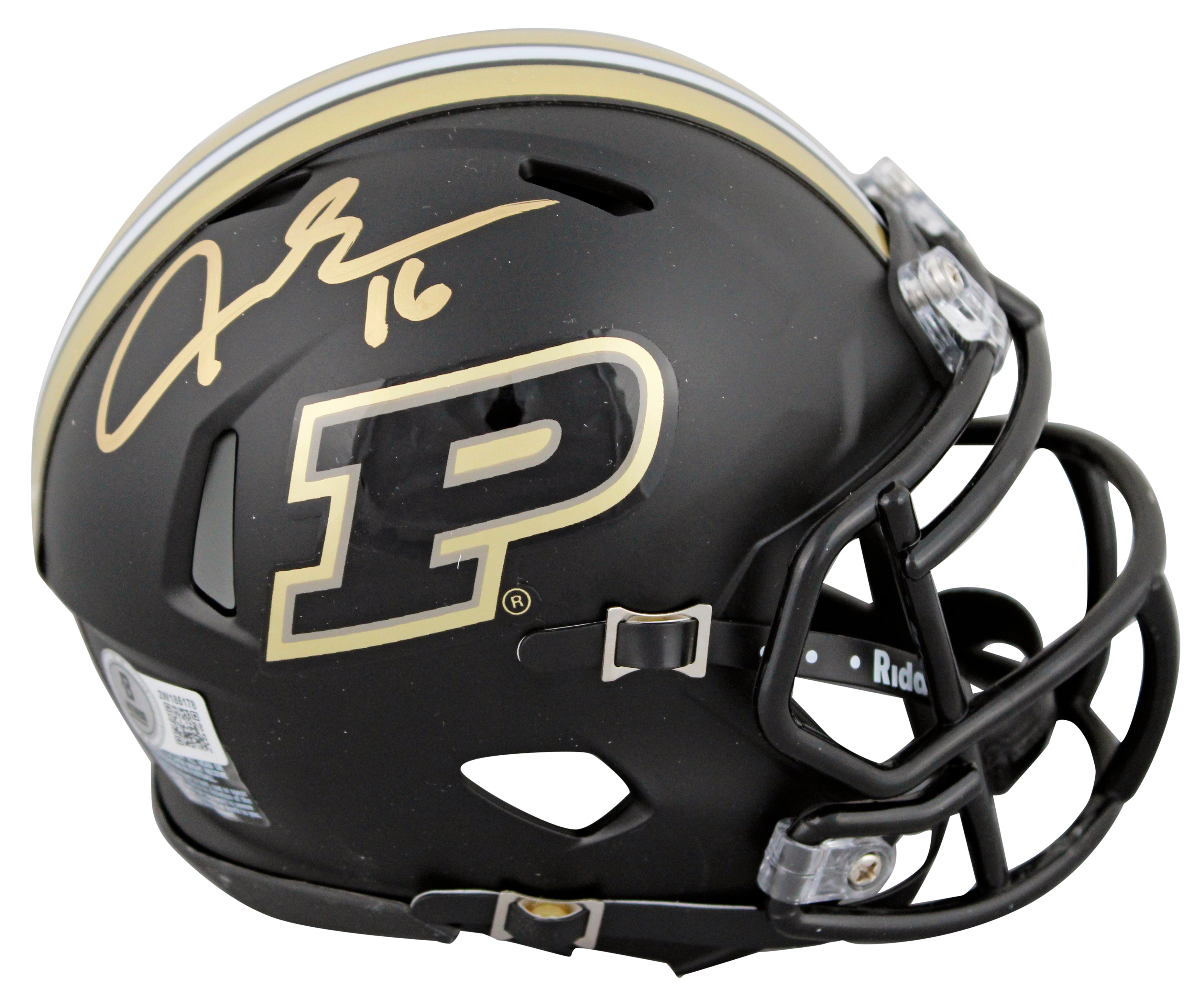 Purdue Aidan O'Connell Authentic Signed 2024 Black Speed Mini Helmet BAS Witness