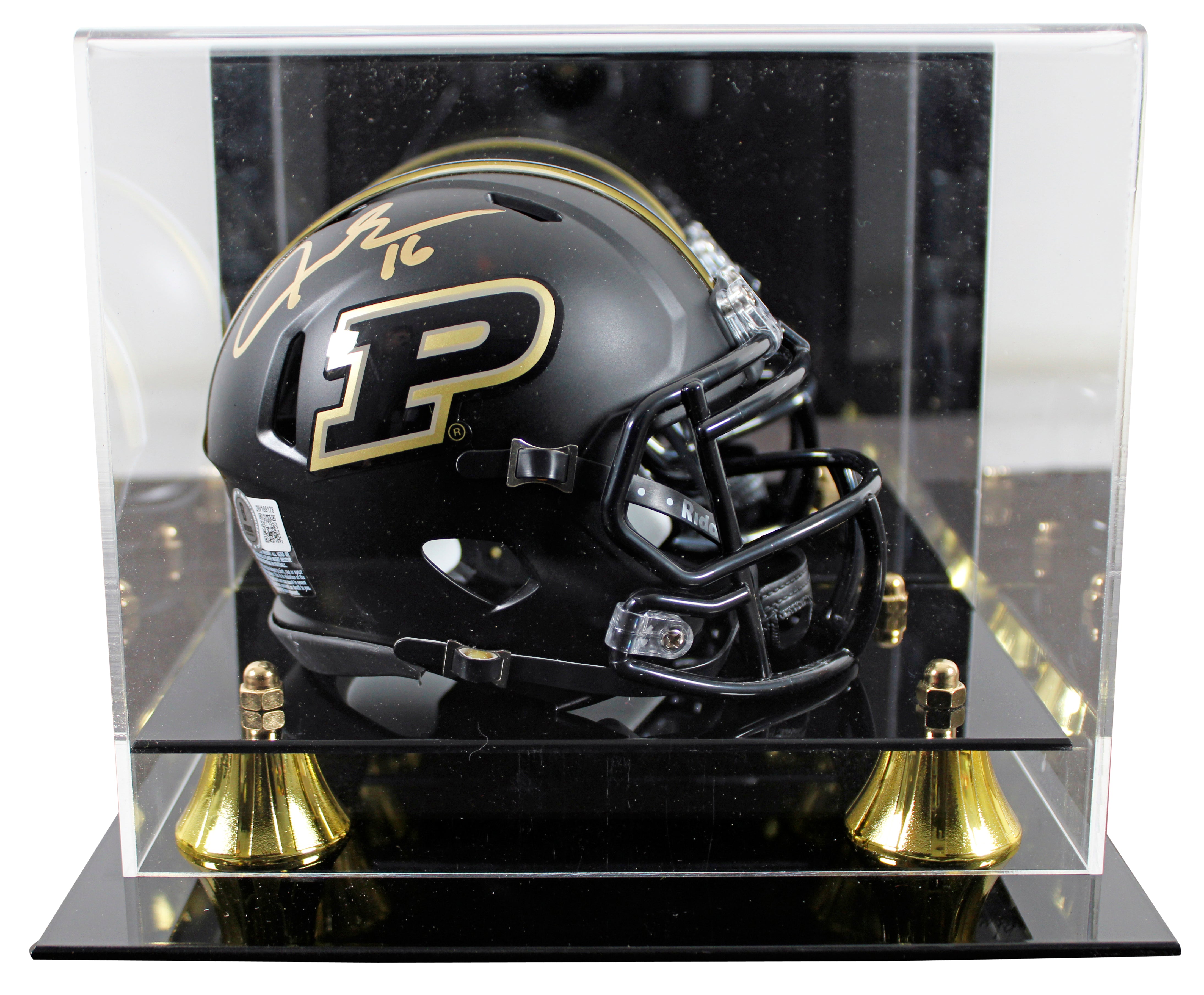 Purdue Aidan O'Connell  Signed 2024 Black Speed Mini Helmet W/ Case BAS Witness