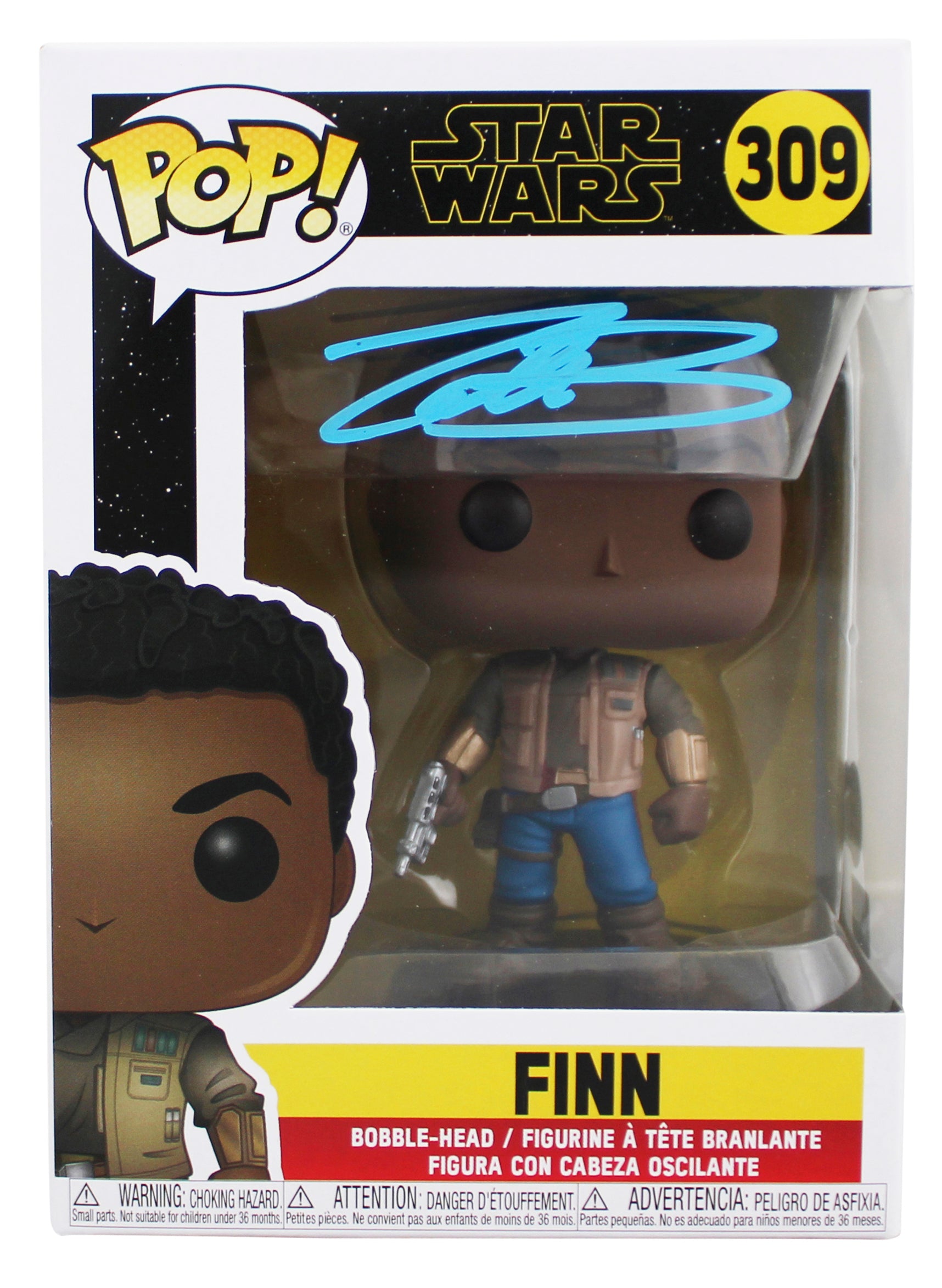 John Boyega Star Wars Authentic Signed Finn #309 Funko Pop Vinyl Figure BAS