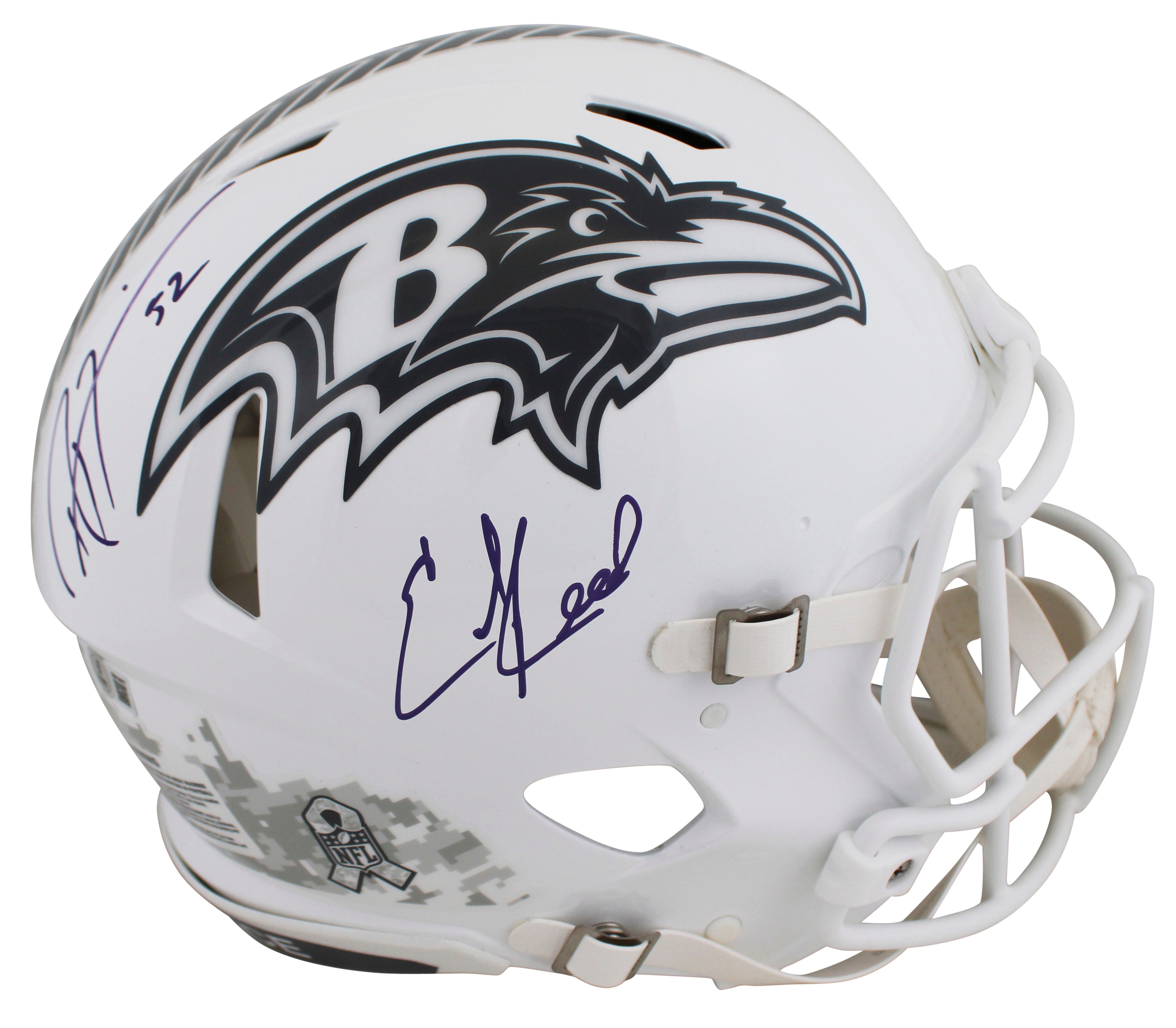 Ravens Ray Lewis & Ed Reed Signed STS III Full Size Speed Proline Helmet BAS Wit