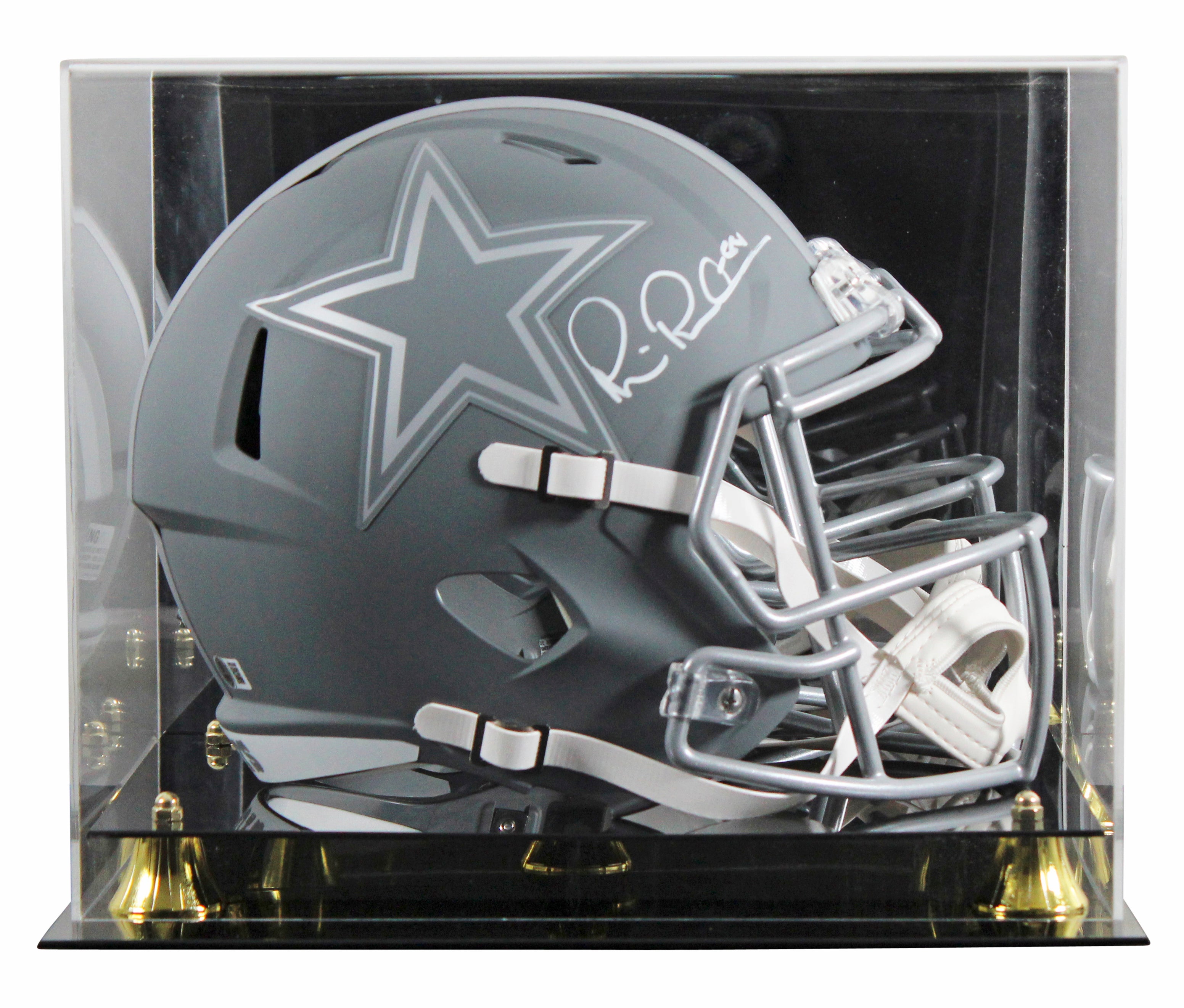 Cowboys Michael Irvin Signed Slate Full Size Speed Rep Helmet W/ Case BAS Wit
