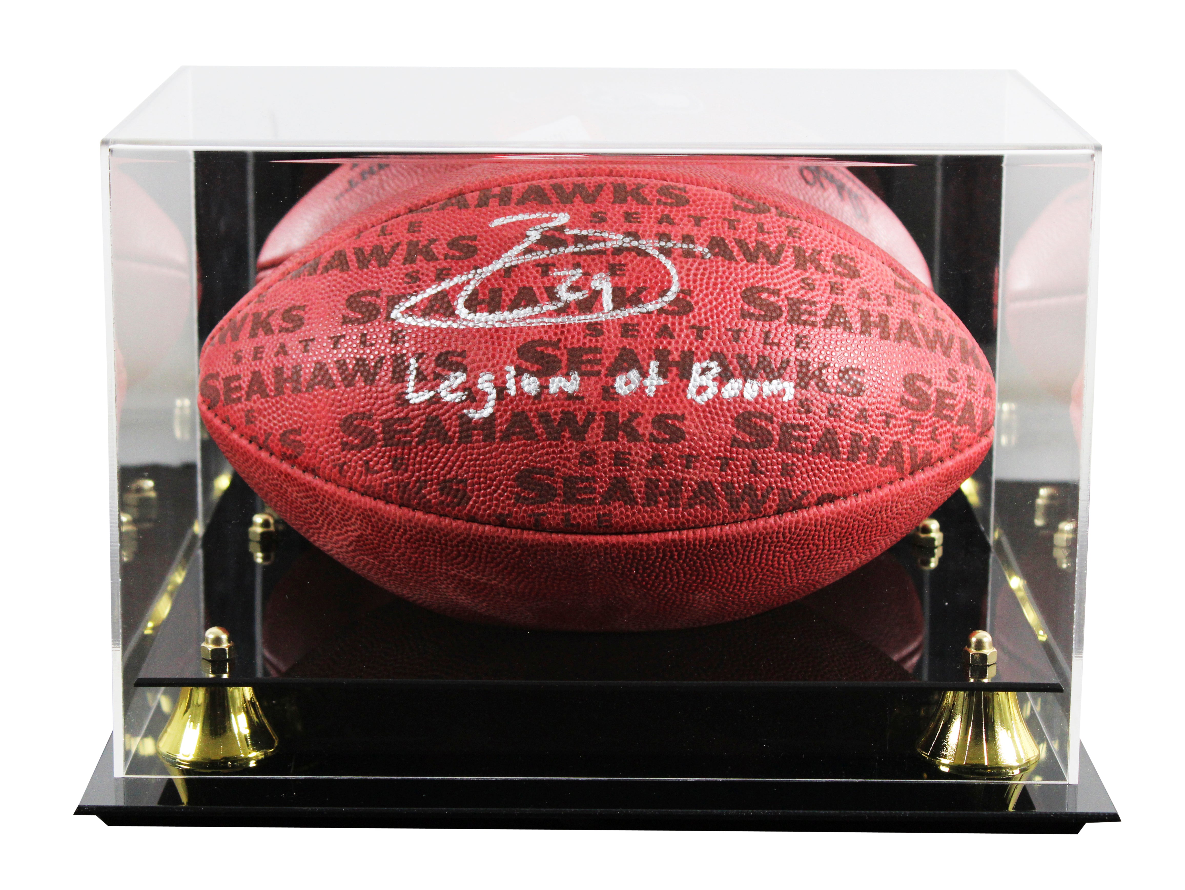 Earl Thomas "Legion of Boom" Signed "Duke" Team Showcase Football W/ Case BAS W