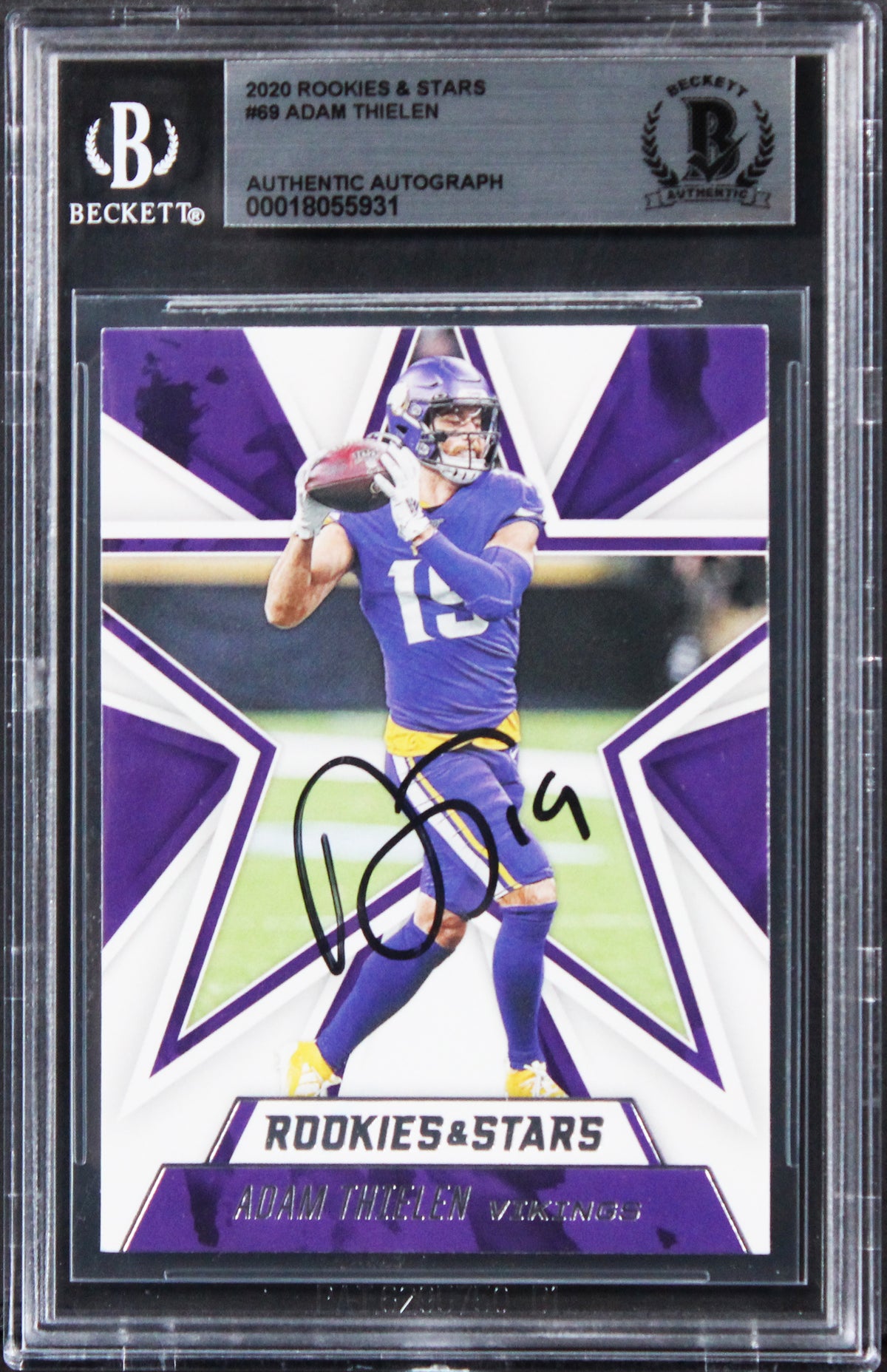 Vikings Adam Thielen Signed 2020 Rookies & Stars #69 Card BAS Slabbed 2