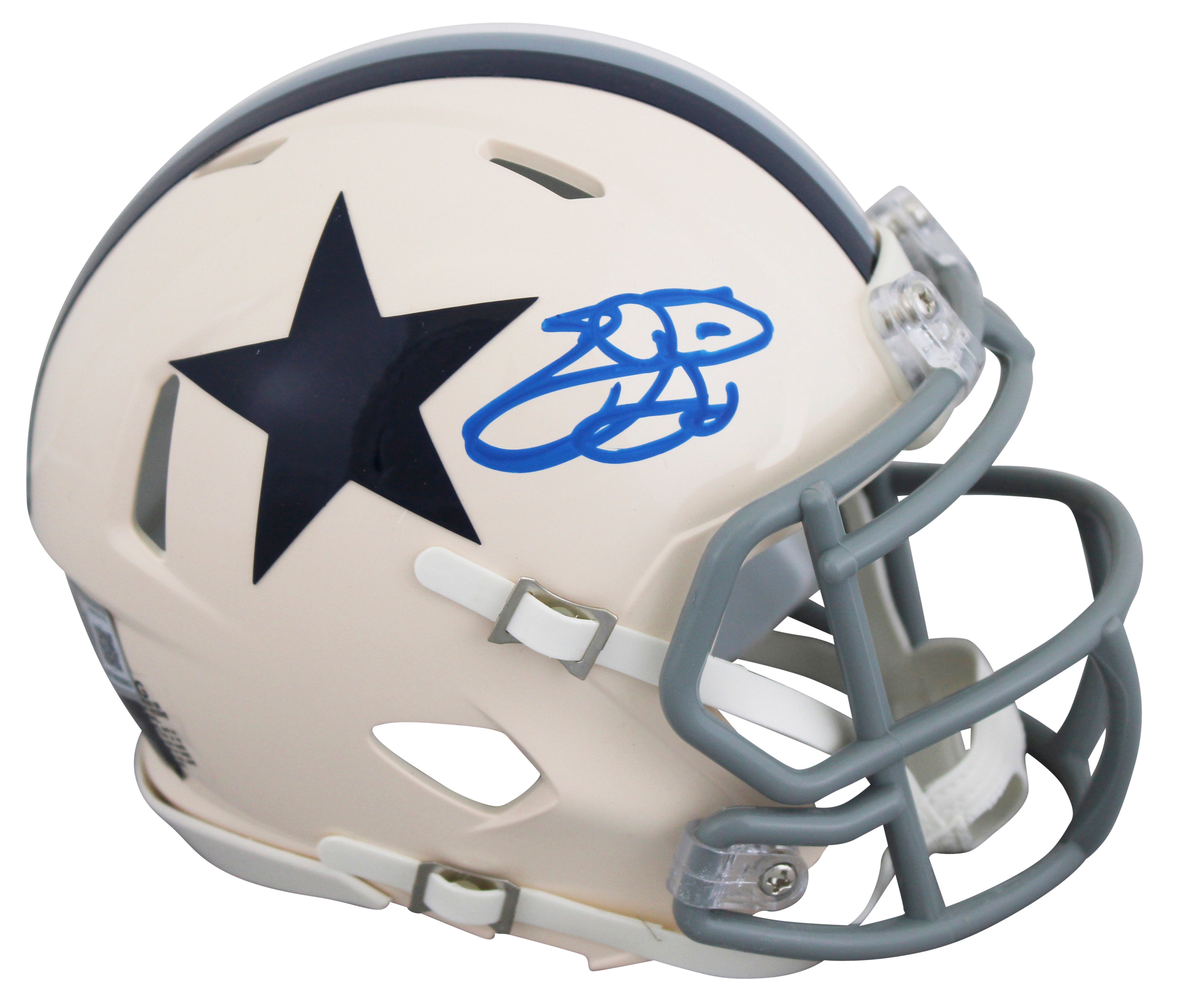 Cowboys Emmitt Smith Signed Retro Speed Mini Helmet W/ Case BAS Witnessed