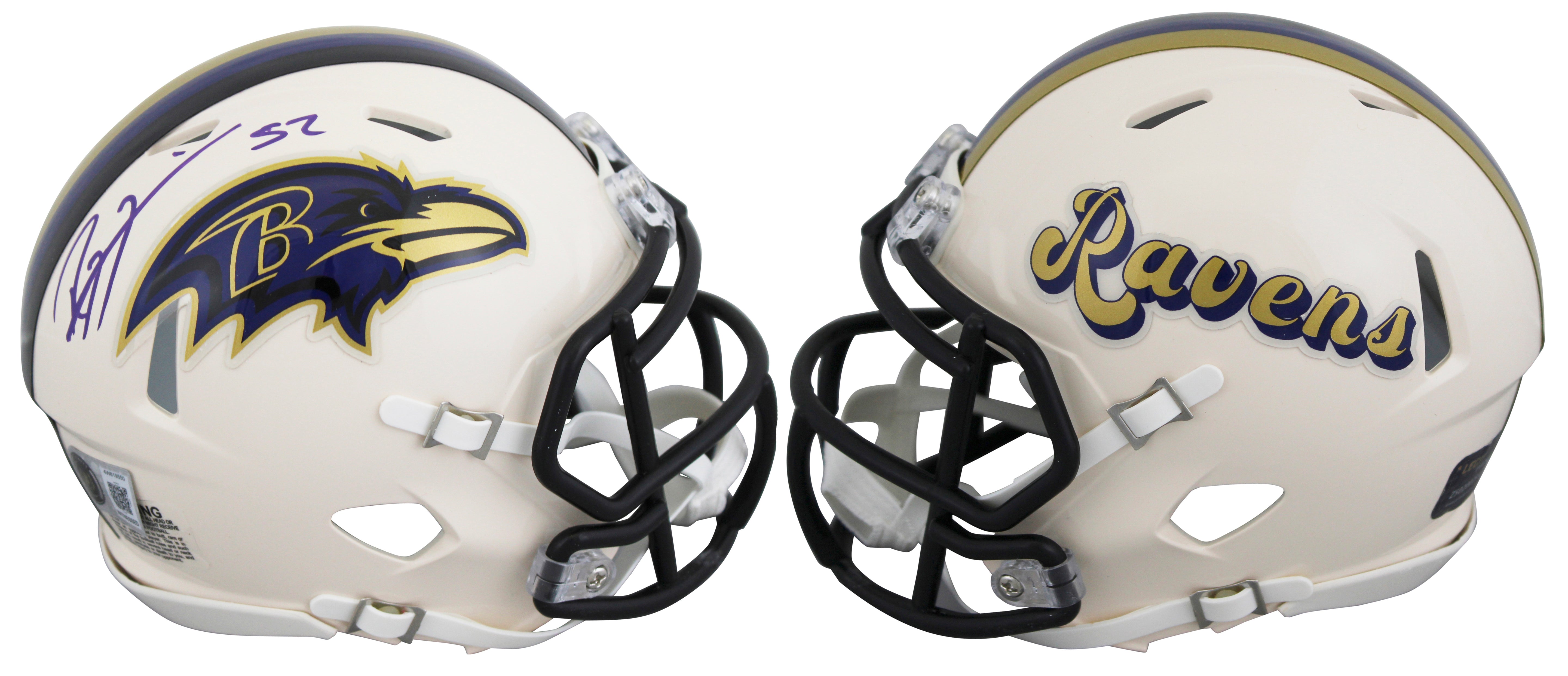Ravens Ray Lewis Authentic Signed Retro Speed Mini Helmet BAS Witnessed