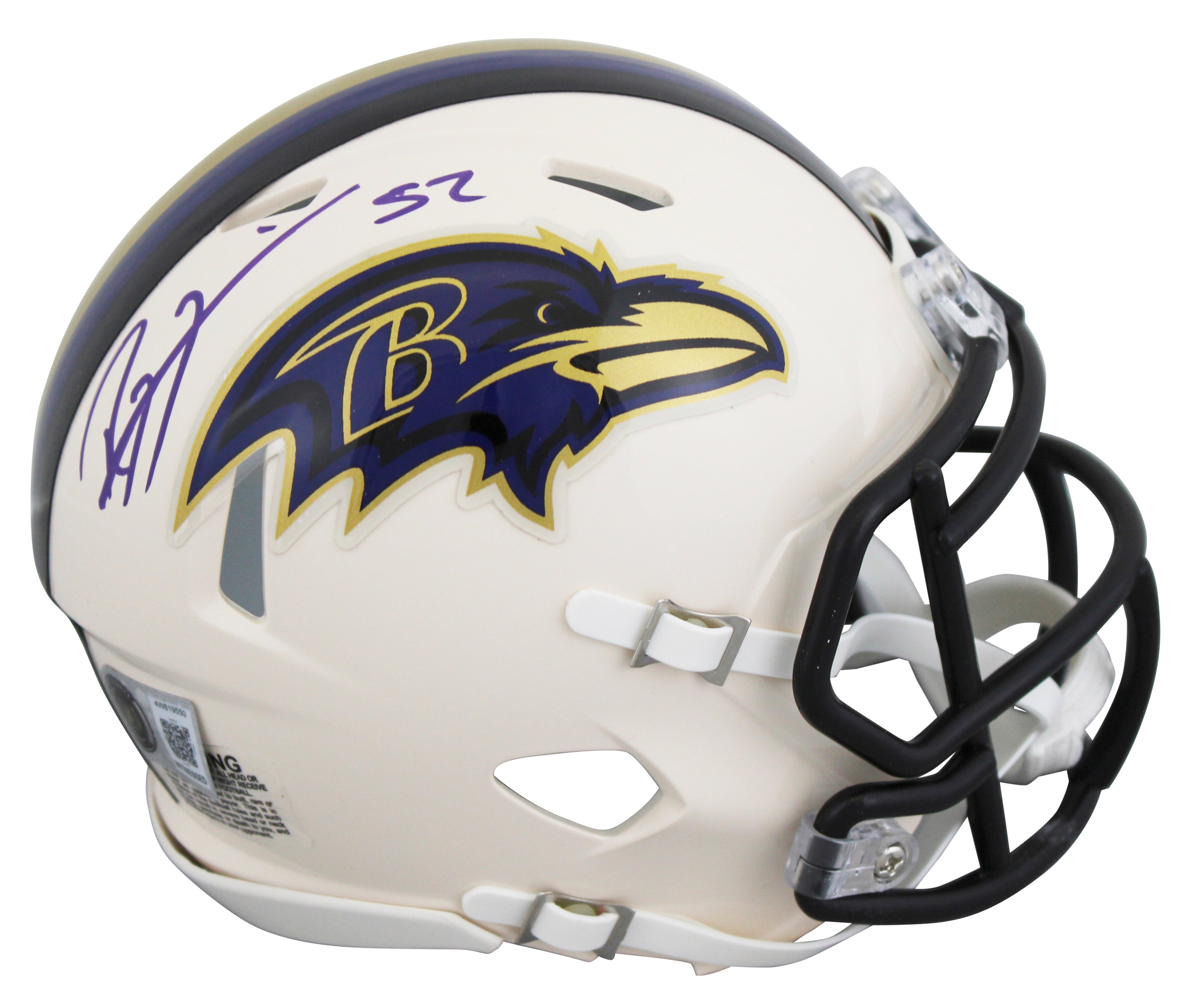 Ravens Ray Lewis Authentic Signed Retro Speed Mini Helmet BAS Witnessed