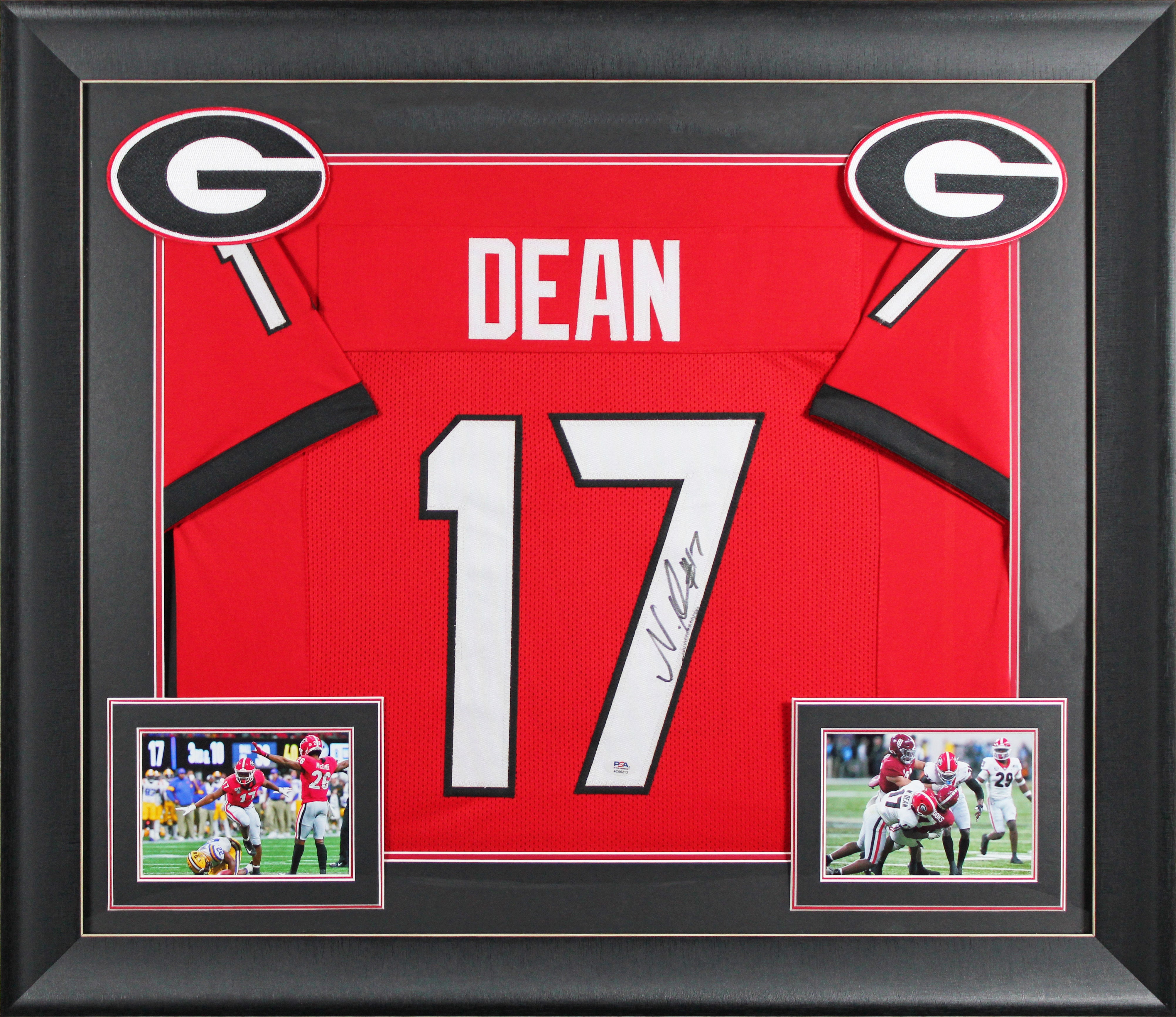 Georgia Nakobe Dean Authentic Signed Red Pro Style Framed Jersey PSA/DNA Itp