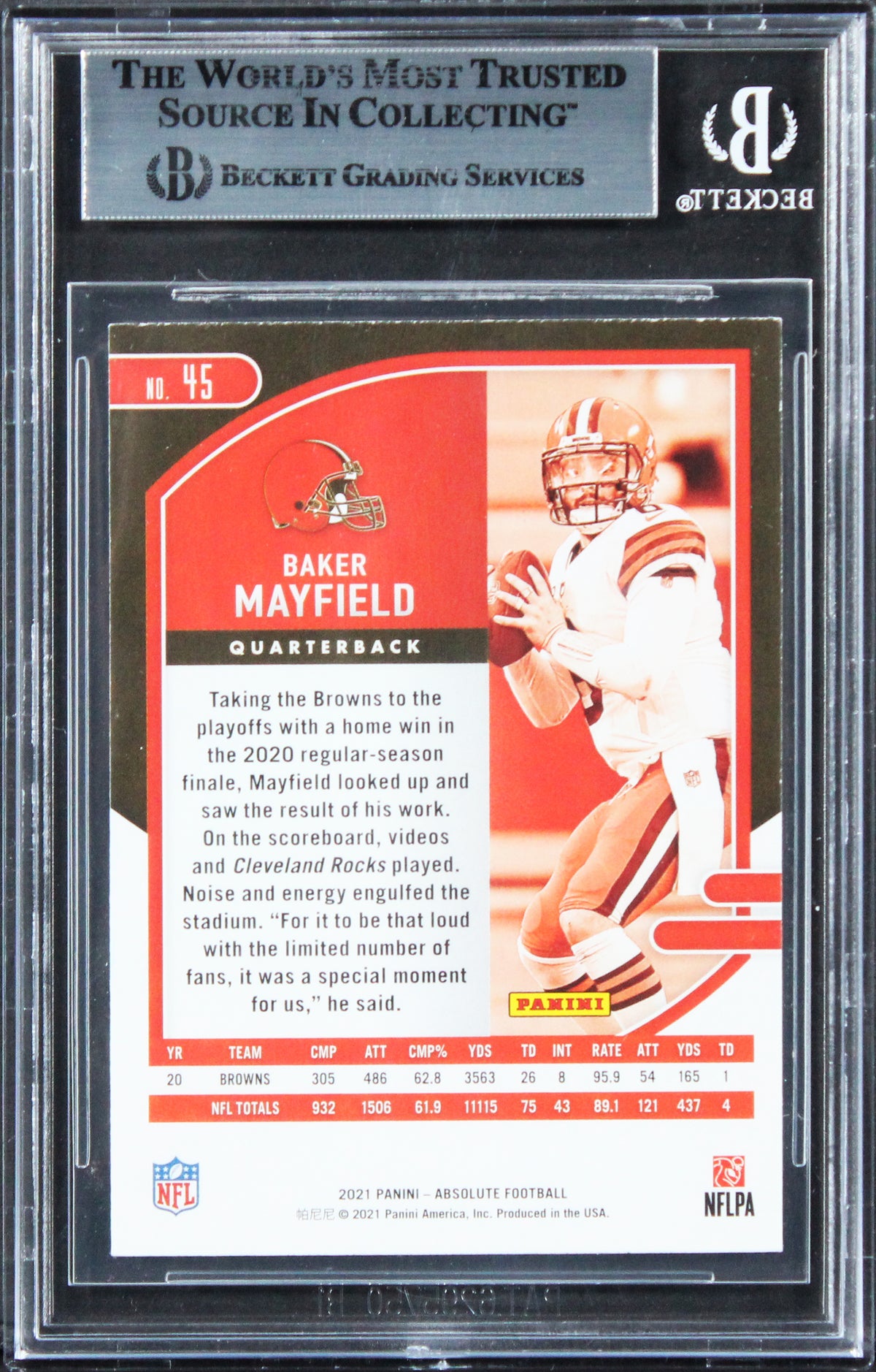 Browns Baker Mayfield Authentic Signed 2021 Absolute #45 Card BAS Slabbed