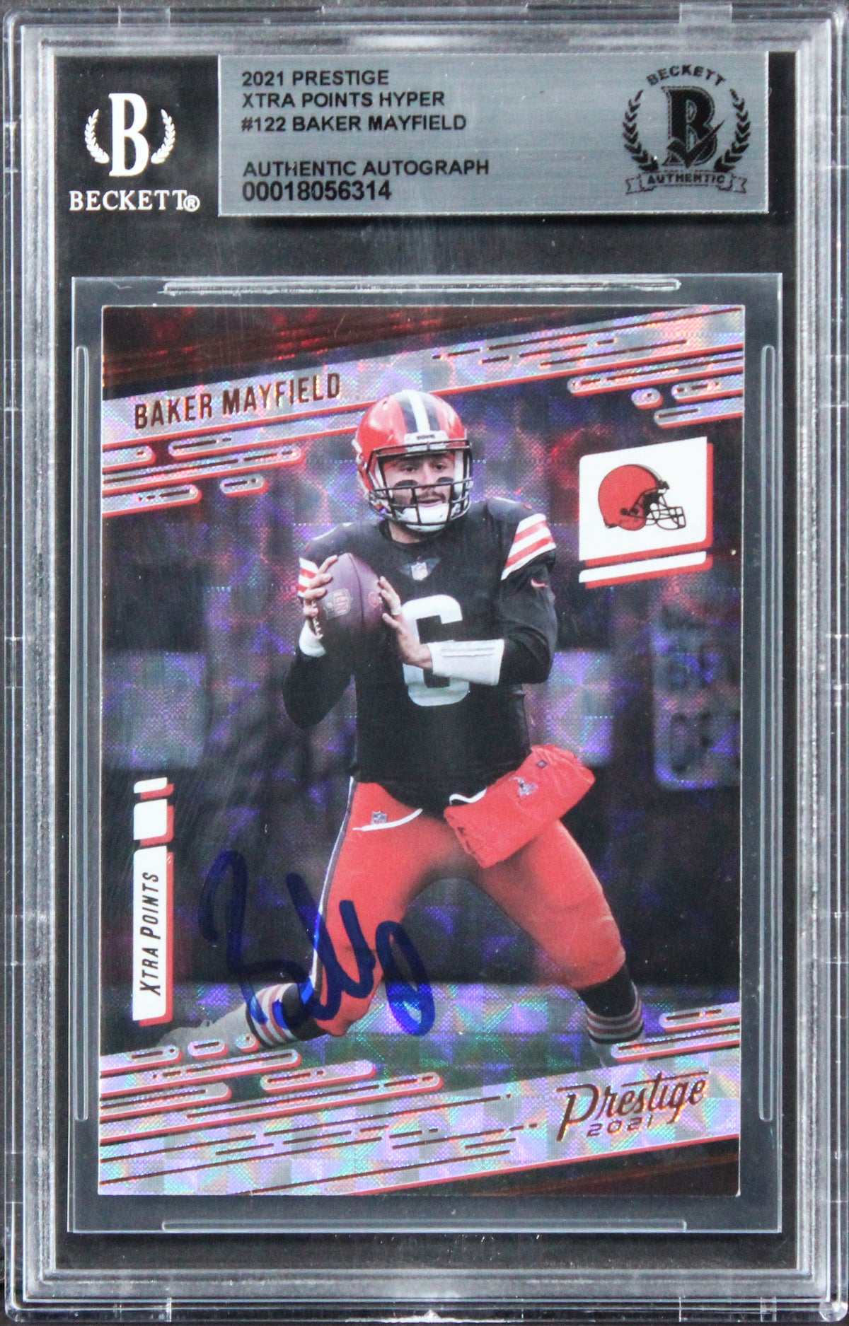 Browns Baker Mayfield Signed 2021 Prestige Xtra Points Hyper #122 Card BAS Slab