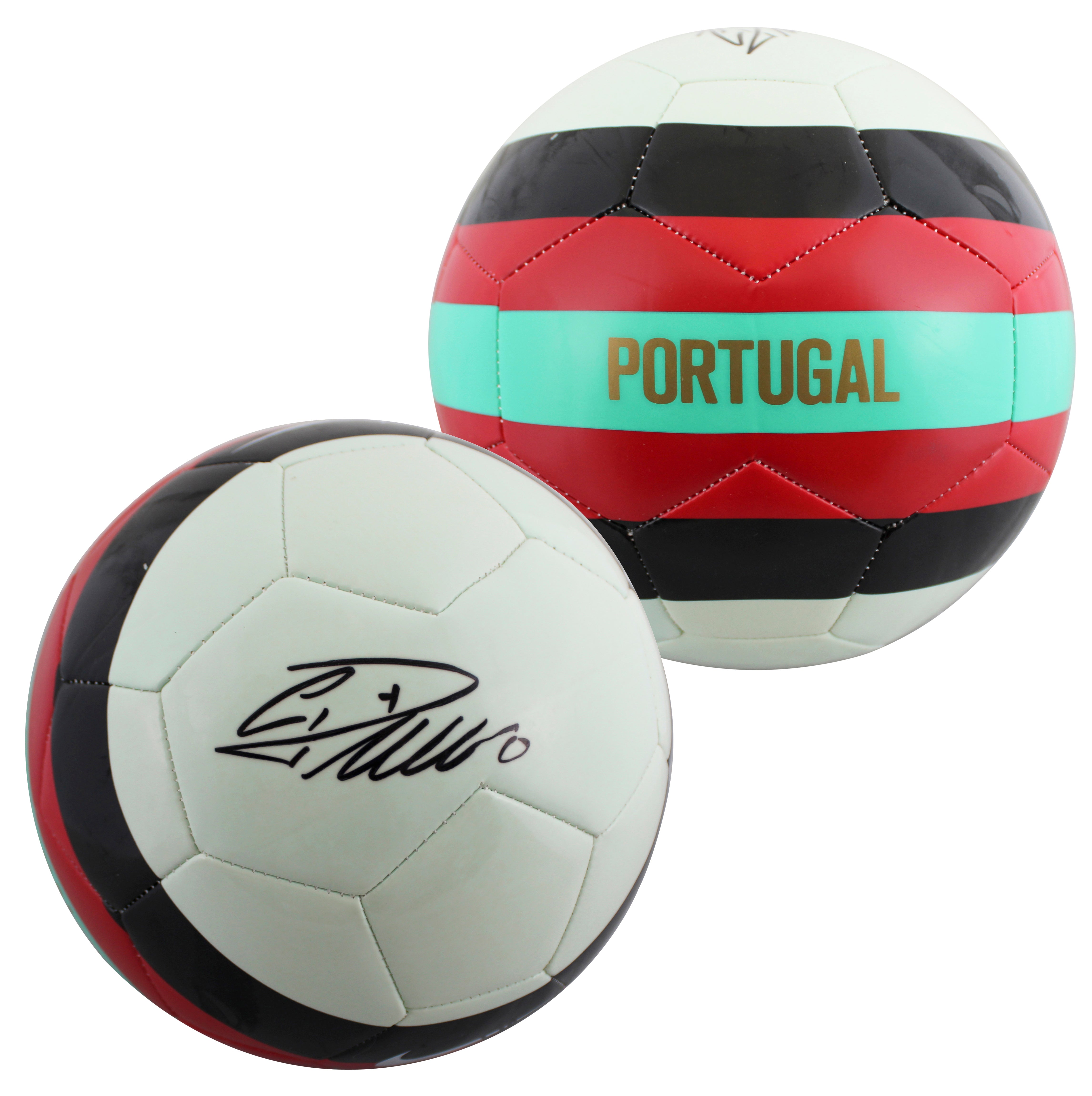 Cristiano Ronaldo 2x Signed Size 5 Portugal Soccer Ball BAS Witnessed #W001764