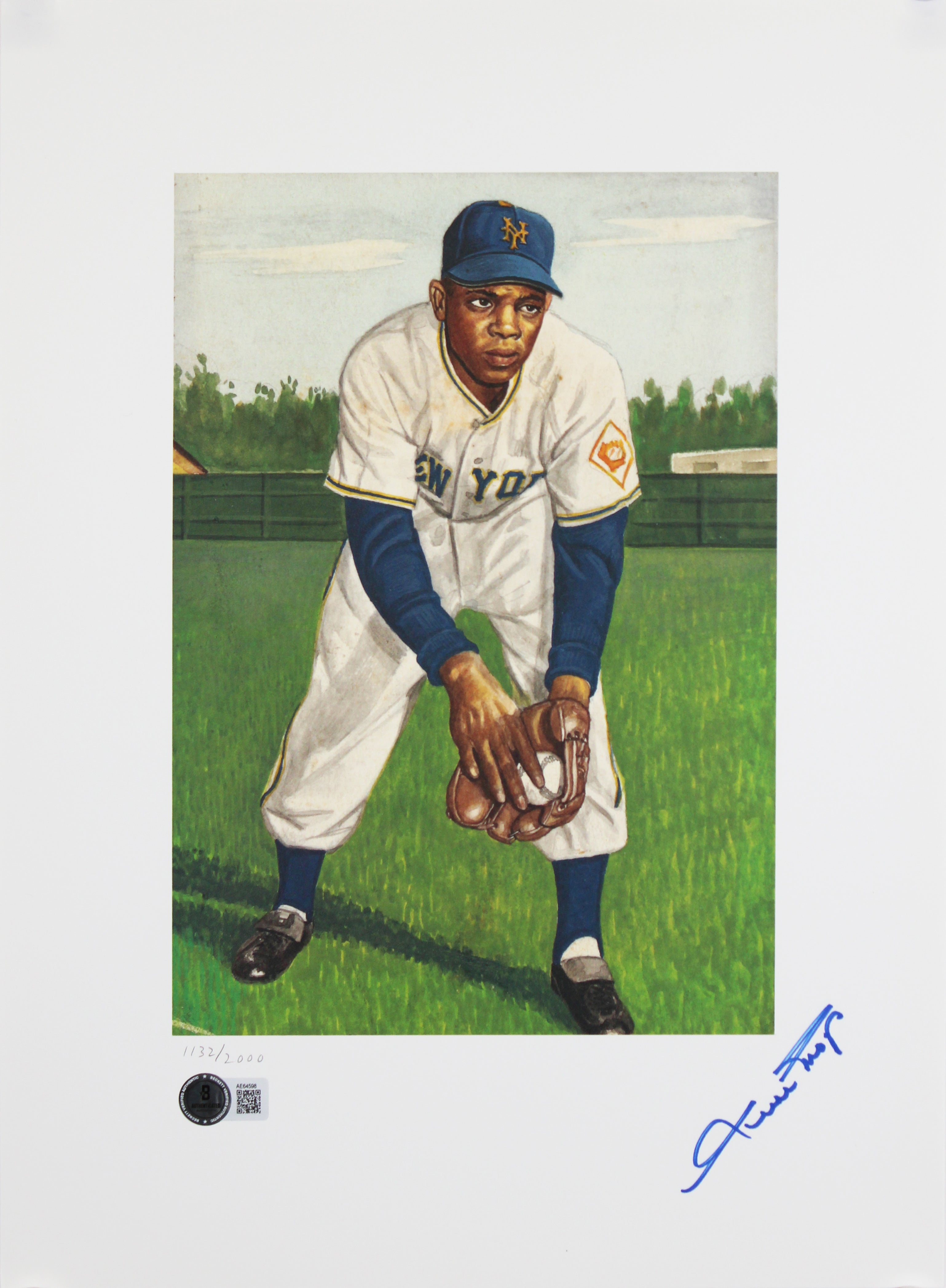 Giants Willie Mays Signed 11x15 1953 Topps Lithograph Limited Edition #/2000 BAS