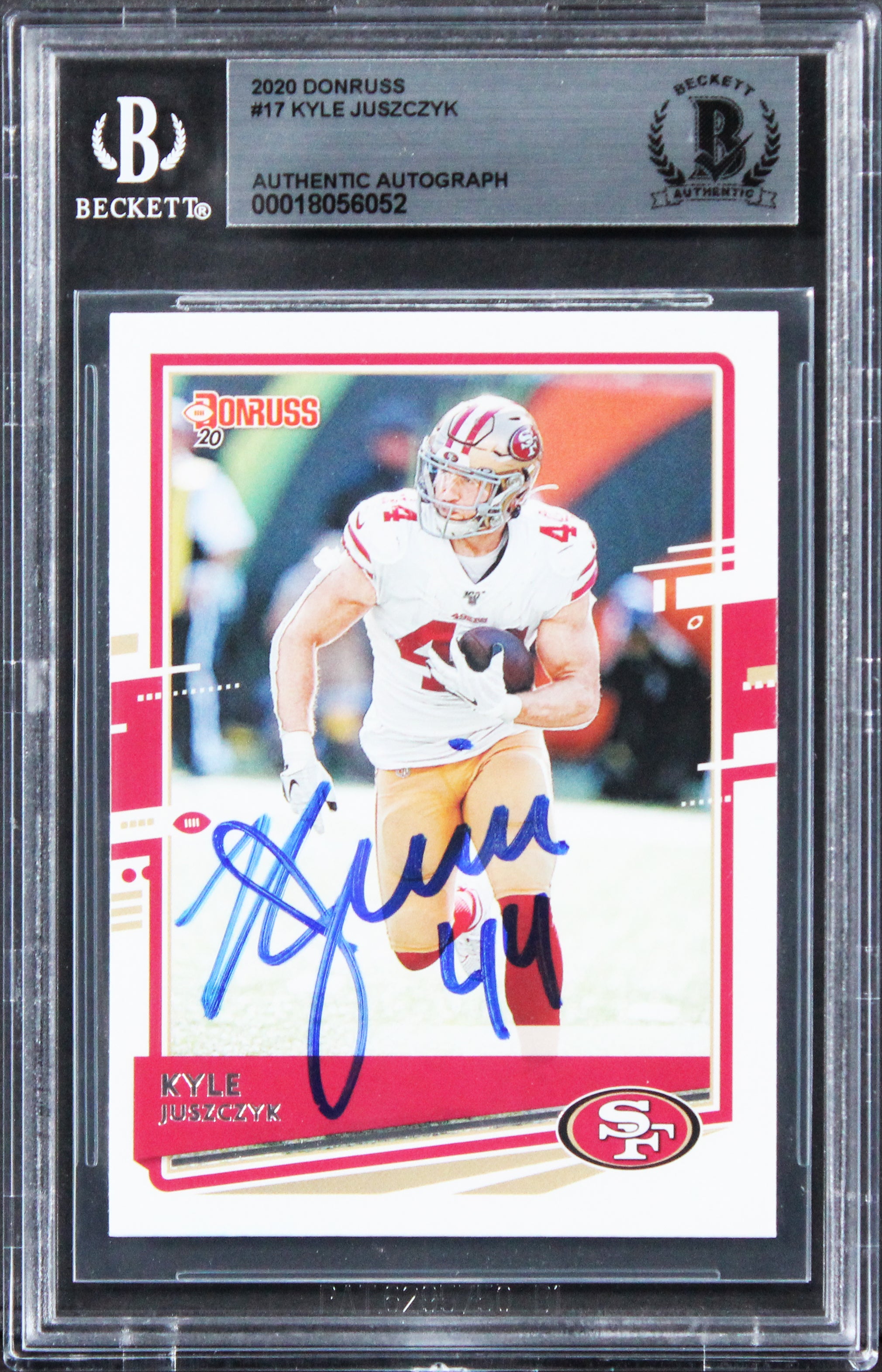 49ers Kyle Juszczyk Authentic Signed 2020 Donruss #17 Card BAS Slabbed 3