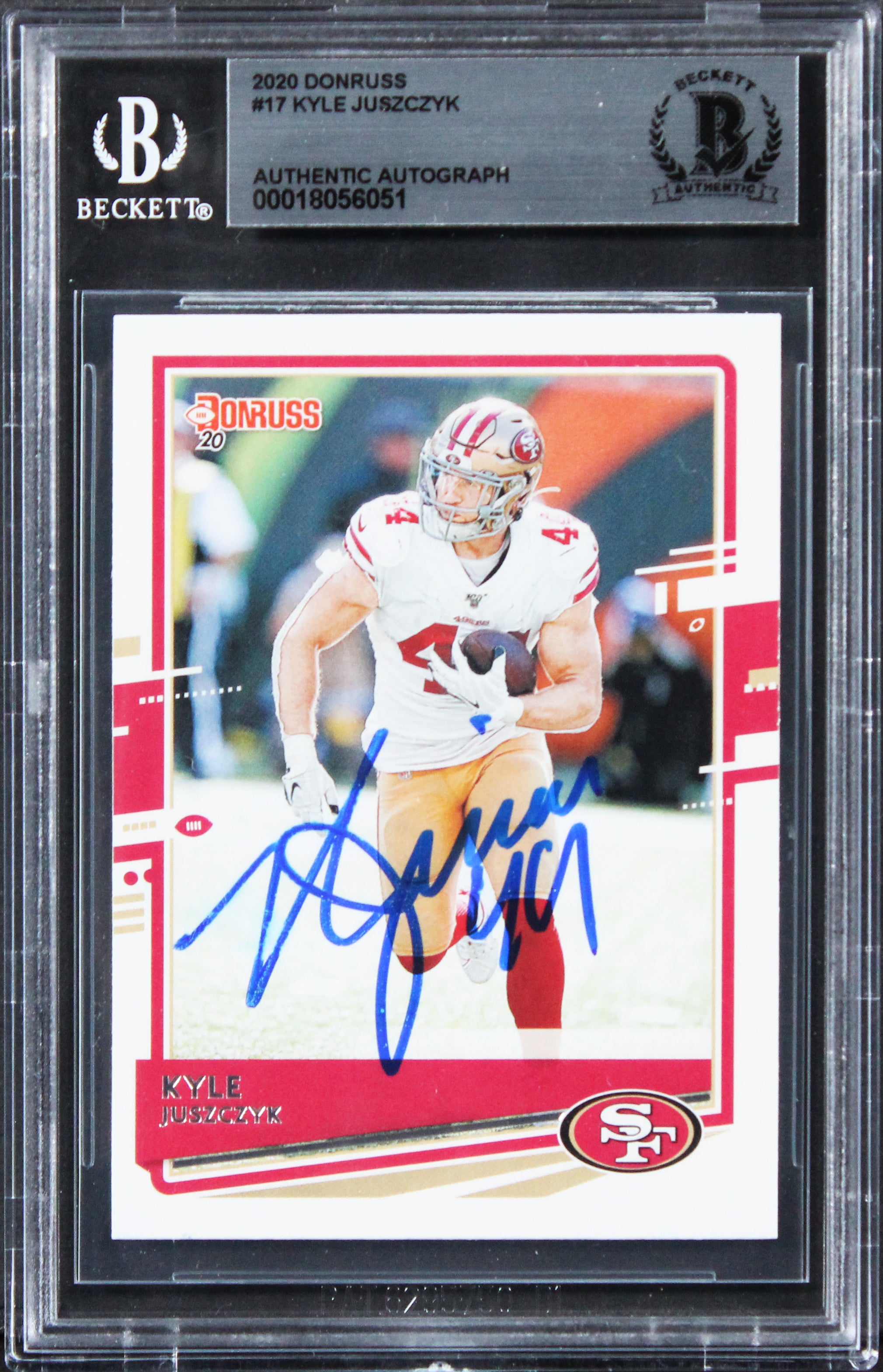 49ers Kyle Juszczyk Authentic Signed 2020 Donruss #17 Card BAS Slabbed 4
