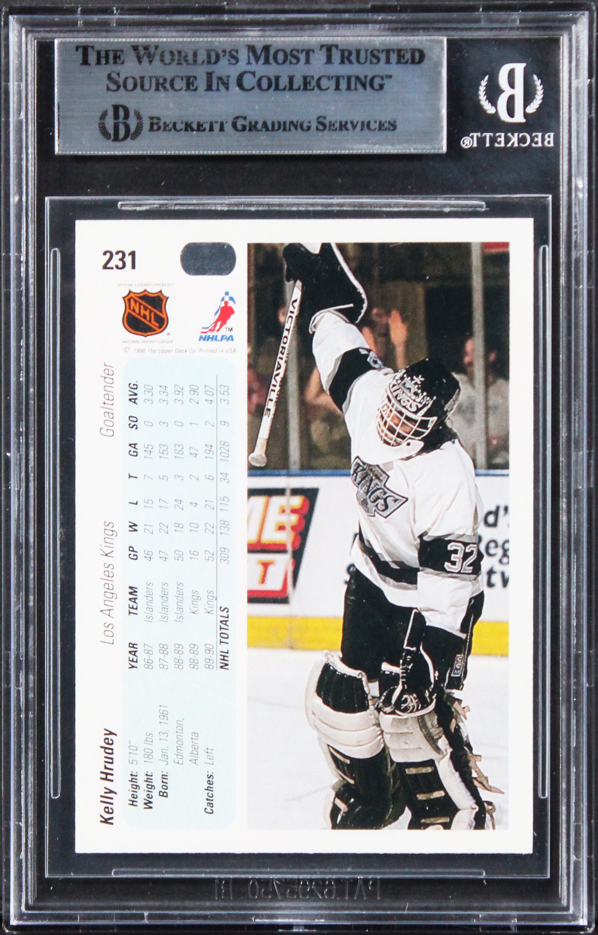 Islanders Kelly Hrudey Authentic Signed 1990 Upper Deck #231 Card BAS Slabbed