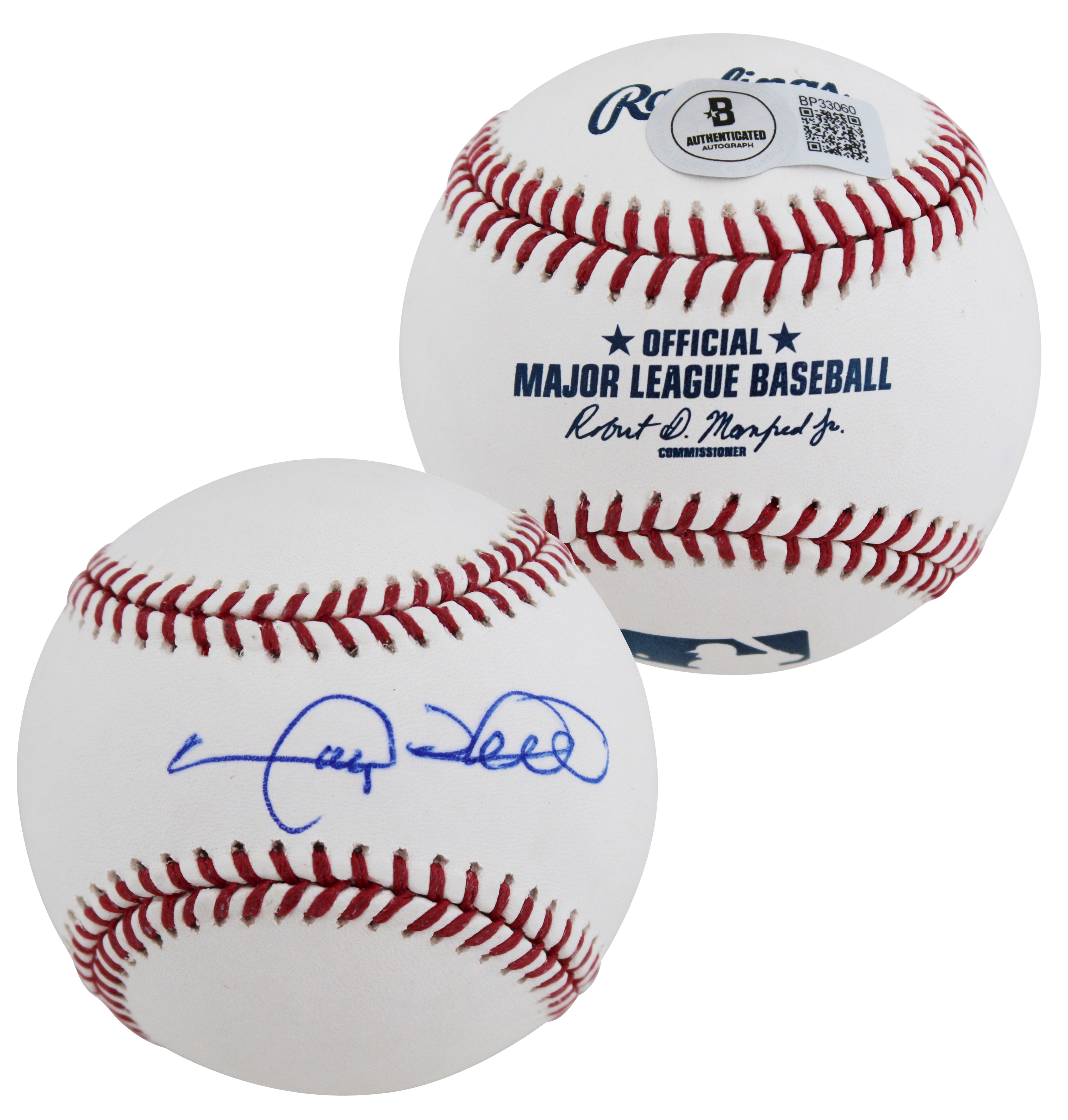 Marlins Gary Sheffield Authentic Signed Robert Manfred Oml Baseball BAS #BP33060