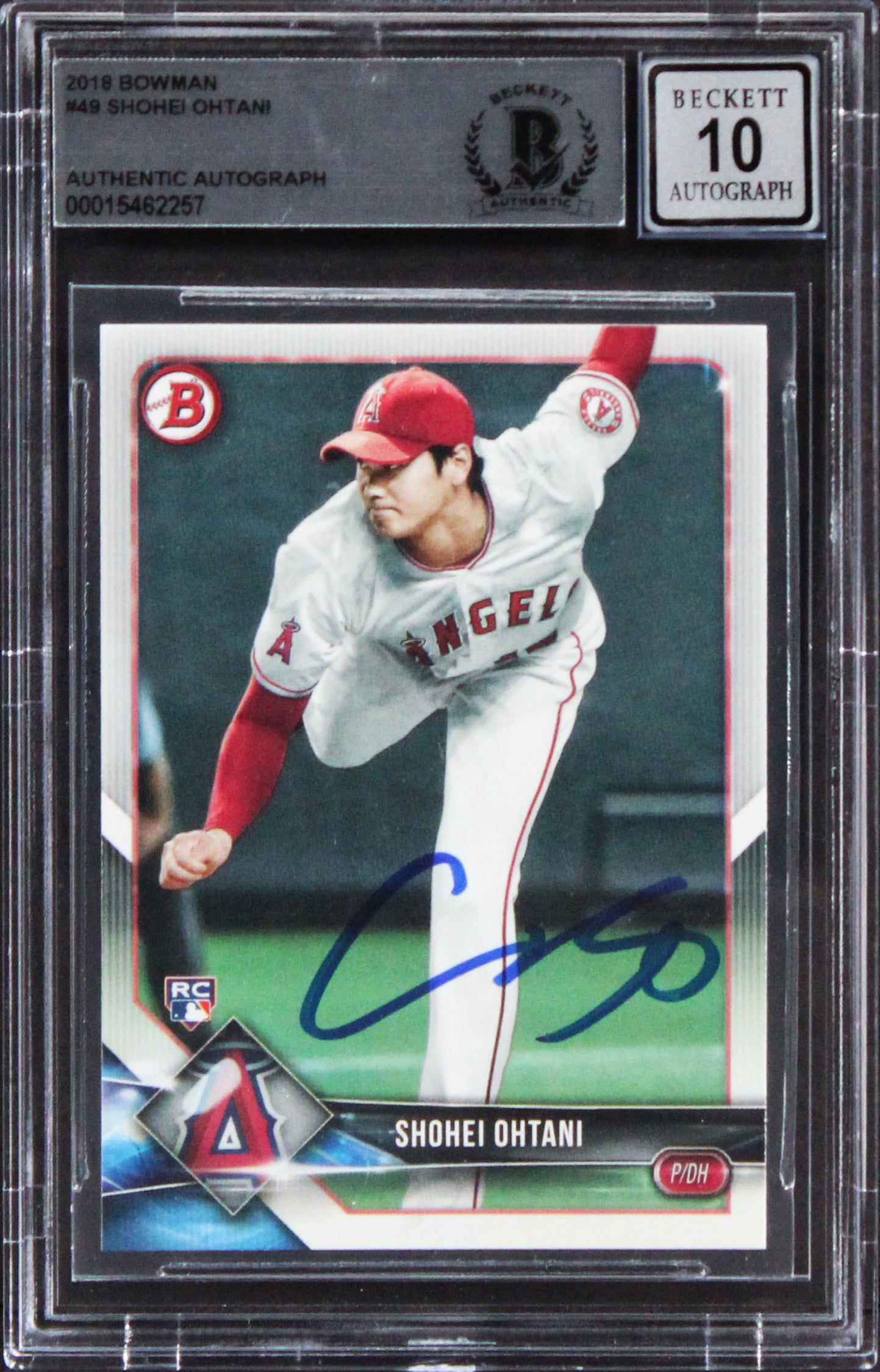 Angels Shohei Ohtani Signed 2018 Bowman #49 Rookie Card Auto 10! BAS Slabbed