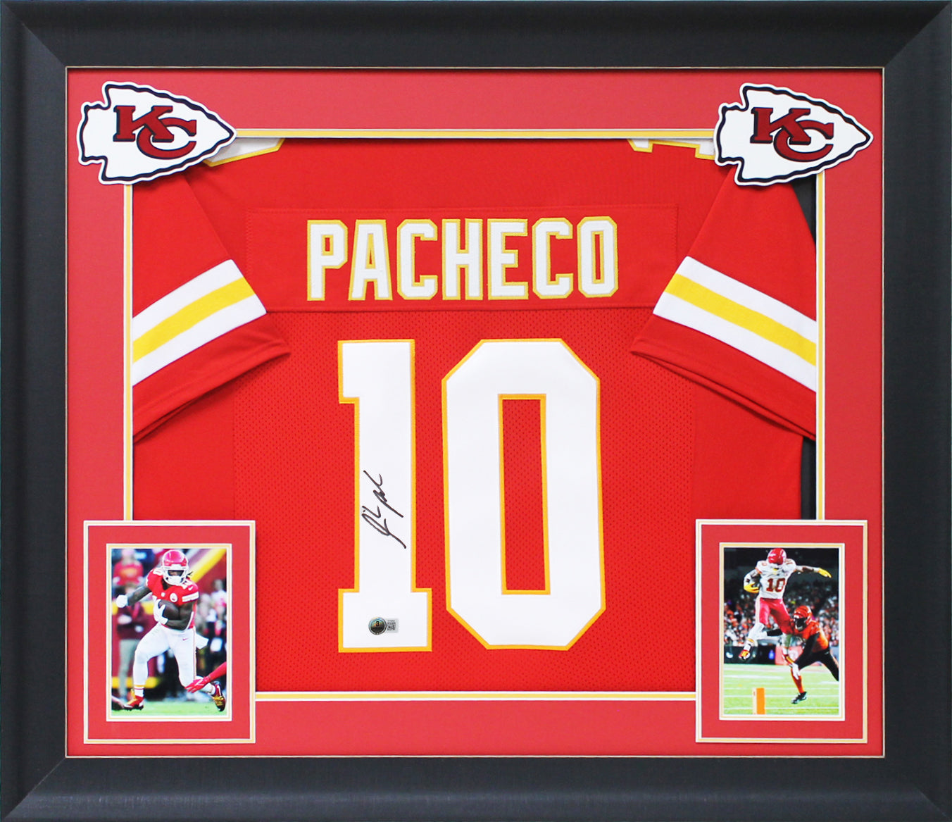 Isiah Pacheco Authentic Signed Red Pro Style Framed Jersey Autographed BAS