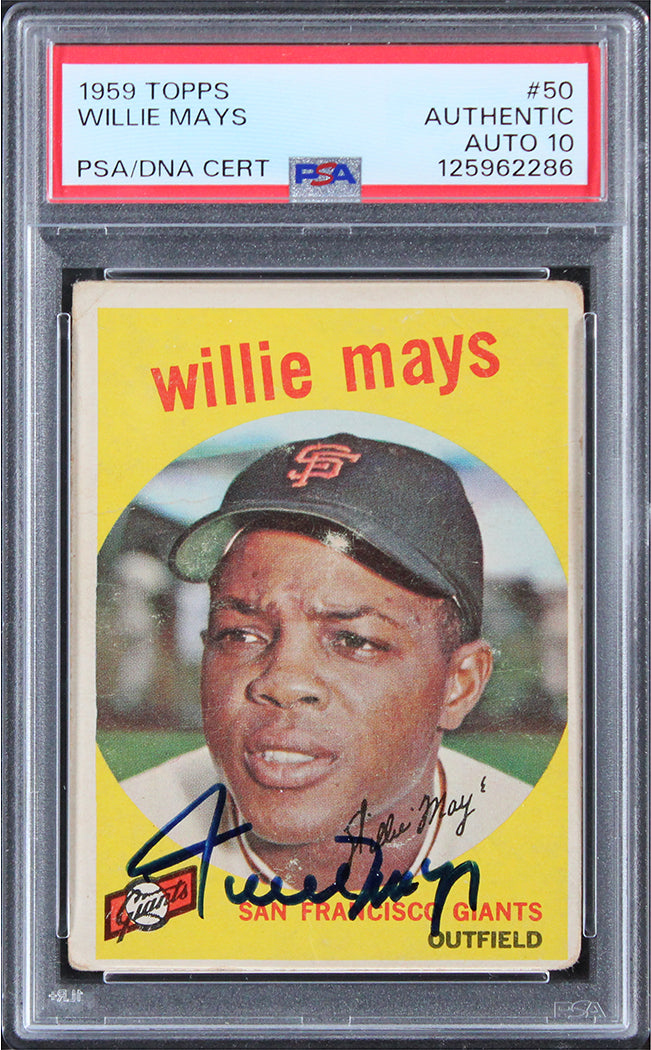 Giants Willie Mays Authentic Signed 1959 Topps #50 Card Auto 10! PSA/DNA Slabbed